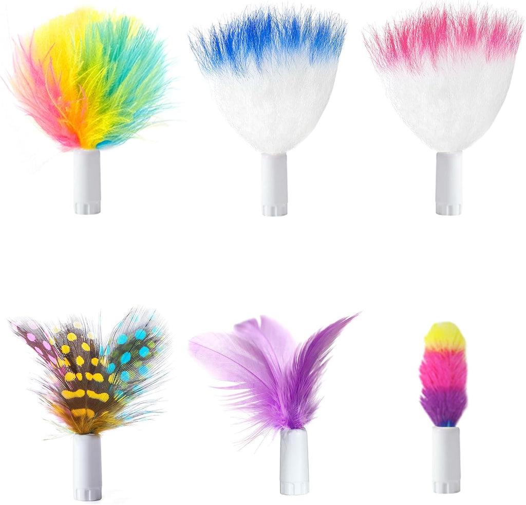 Cat Toys 2-In-1 Interactive Cat Toys for Indoor Cats, Automatic Cat Toy Balls, Mice Toys Ambush Feather Kitten Toys with 7Pcs Attachments, Dual Power Supplies, Adjustable Speed, Auto On/Off