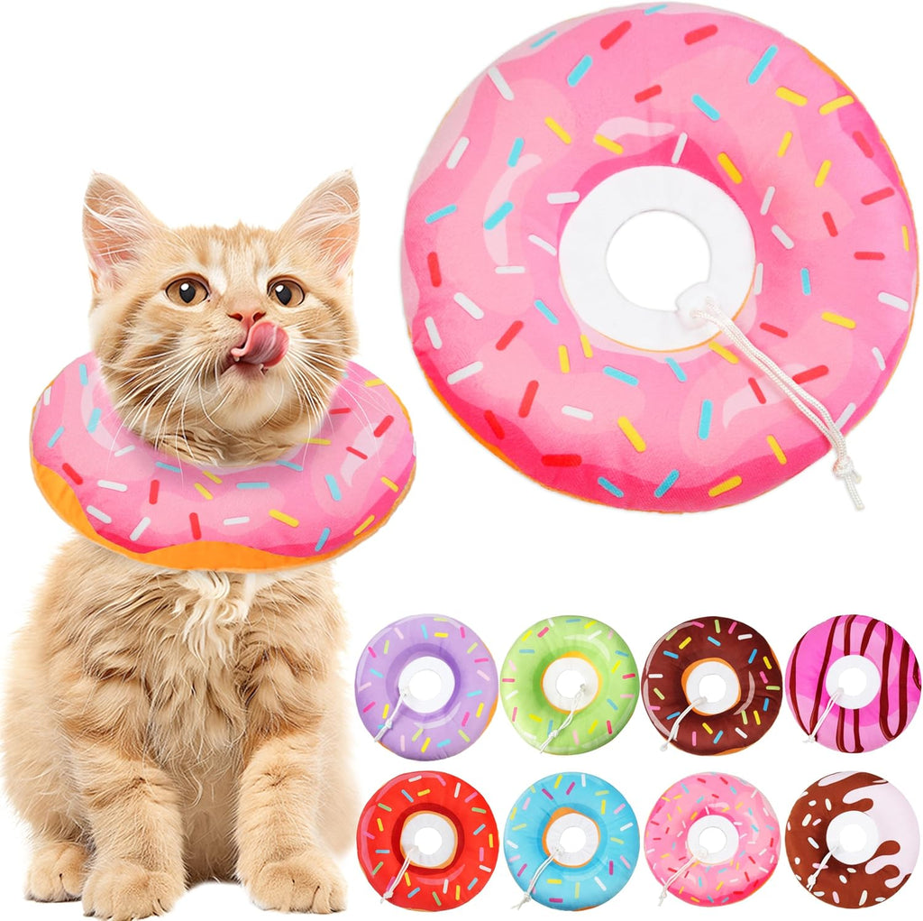 Cat Cone Collar Soft, Cat Recovery Collar for Wound Healing Cute Donut Adjustable Kitten Cones to Stop Licking Comfortable Lightweight Neck Elizabethan Collars for Kittens after Surgery
