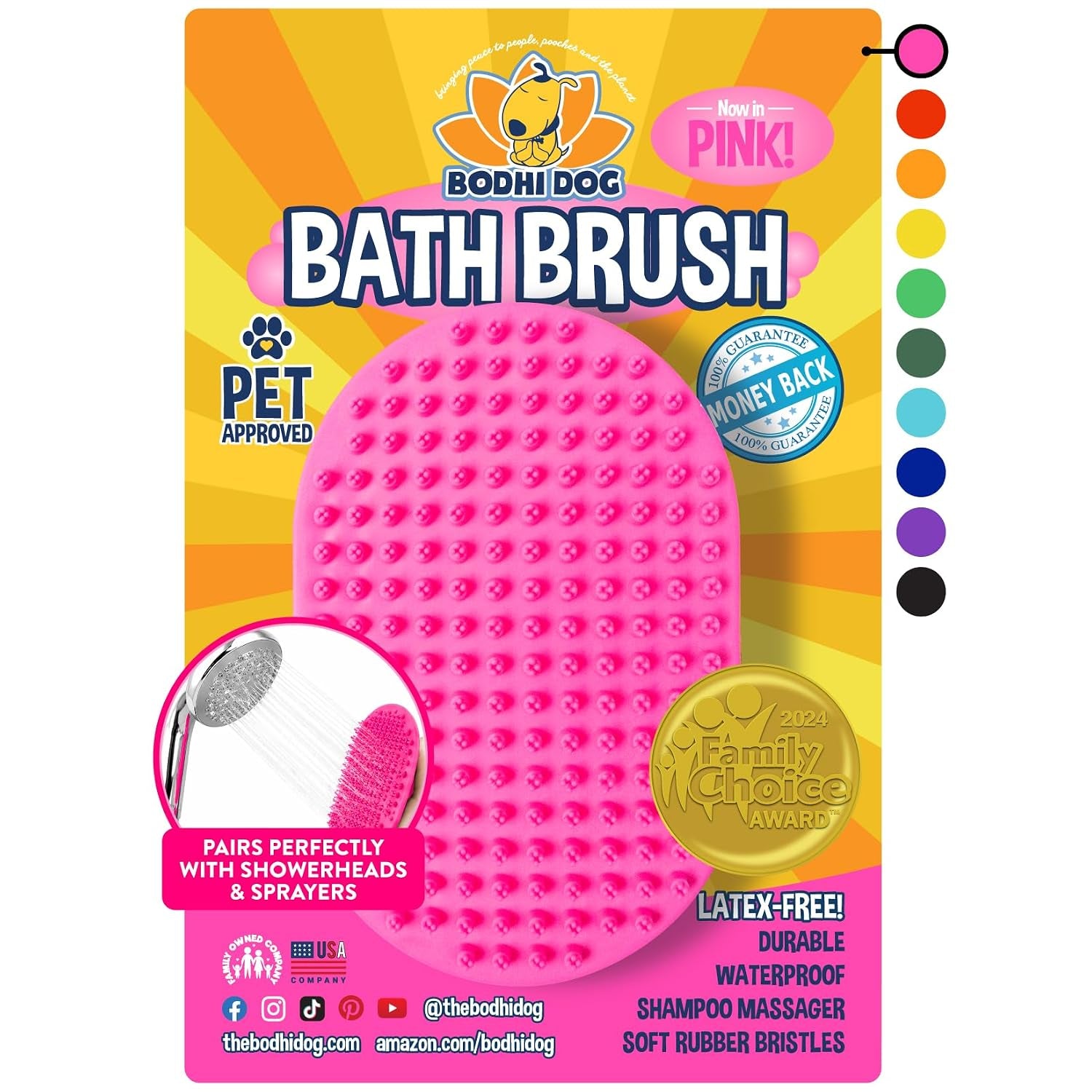 Shampoo Brush - Pet Grooming & Bath Supplies for Dogs and Cats - Bath Brush for Long & Short Hair - Premium Scrubber for Shower, Showerhead, Sprayer & Bathing (One Pack, Blue)