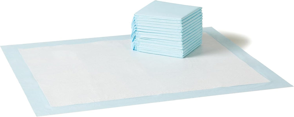 Leak-Proof Dog and Puppy Potty Training Pee Pads with Quick-Dry 5-Layer Super Absorbent Design, Regular Size 22 X 22 Inch, Blue & White, 100 Count