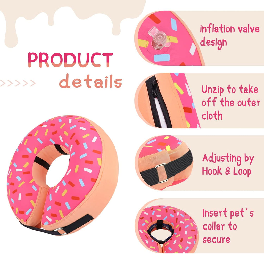 Inflatable Dog Cone Collar Alternative after Surgery, Doggie Neck Donut Collar Recovery Ecollar for Post Surgery, Soft Dog Cone for Small Medium Puppies Cats