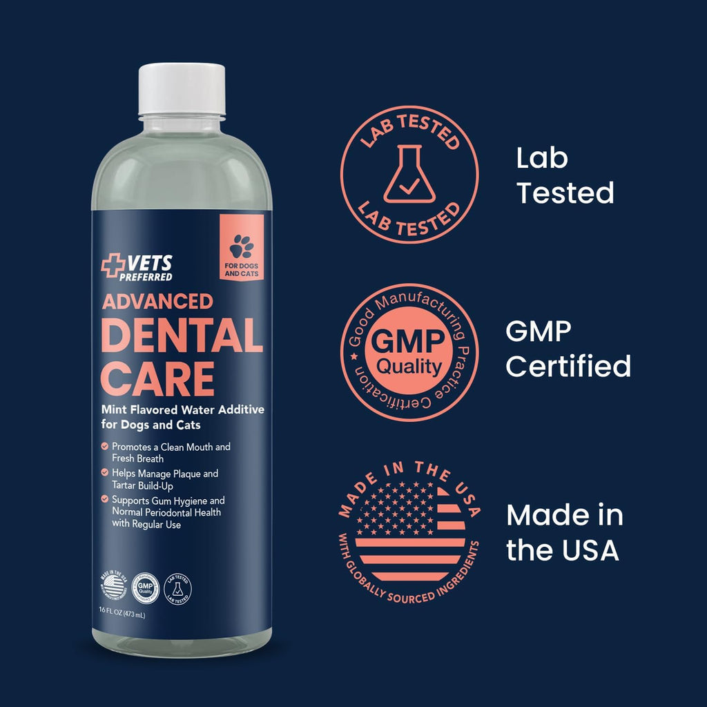 Dog Breath Freshener & Water Additive for Dental Care – Fights Bad Breath, Removes Tartar & Plaque – Dog Mouthwash for Healthy Teeth & Gums, Gingivitis Support – Mint Flavor