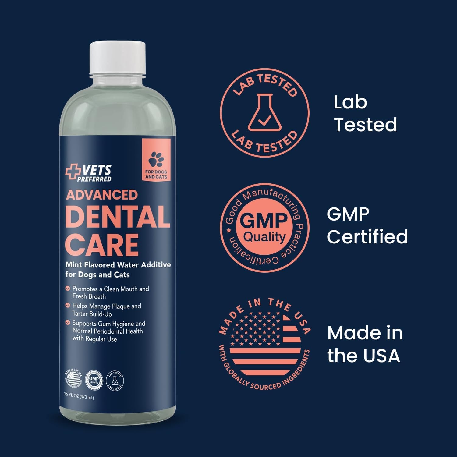 Dog Breath Freshener & Water Additive for Dental Care – Fights Bad Breath, Removes Tartar & Plaque – Dog Mouthwash for Healthy Teeth & Gums, Gingivitis Support – Mint Flavor