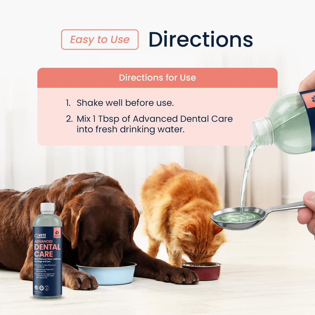 Dog Breath Freshener & Water Additive for Dental Care – Fights Bad Breath, Removes Tartar & Plaque – Dog Mouthwash for Healthy Teeth & Gums, Gingivitis Support – Mint Flavor