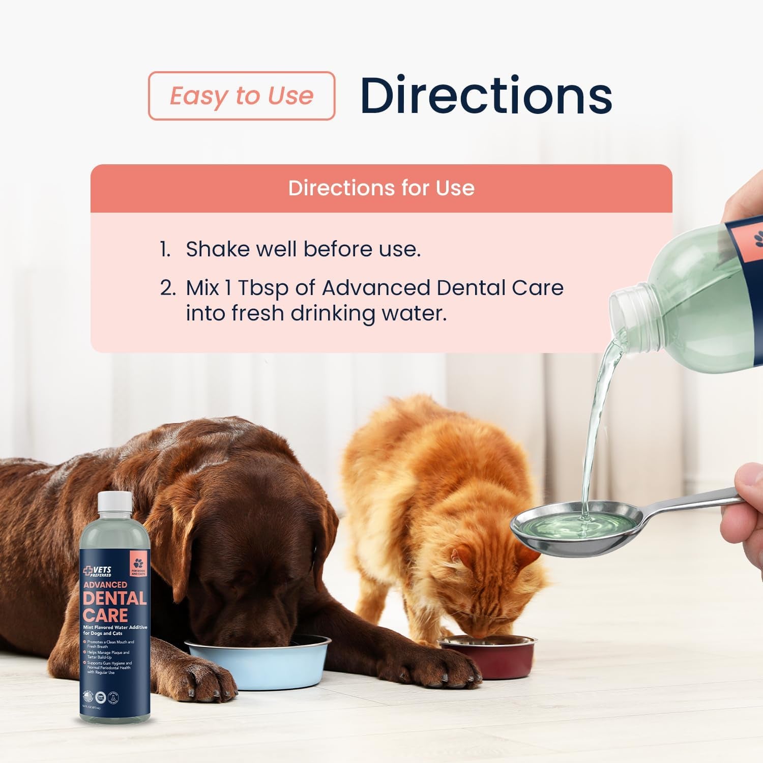 Dog Breath Freshener & Water Additive for Dental Care – Fights Bad Breath, Removes Tartar & Plaque – Dog Mouthwash for Healthy Teeth & Gums, Gingivitis Support – Mint Flavor