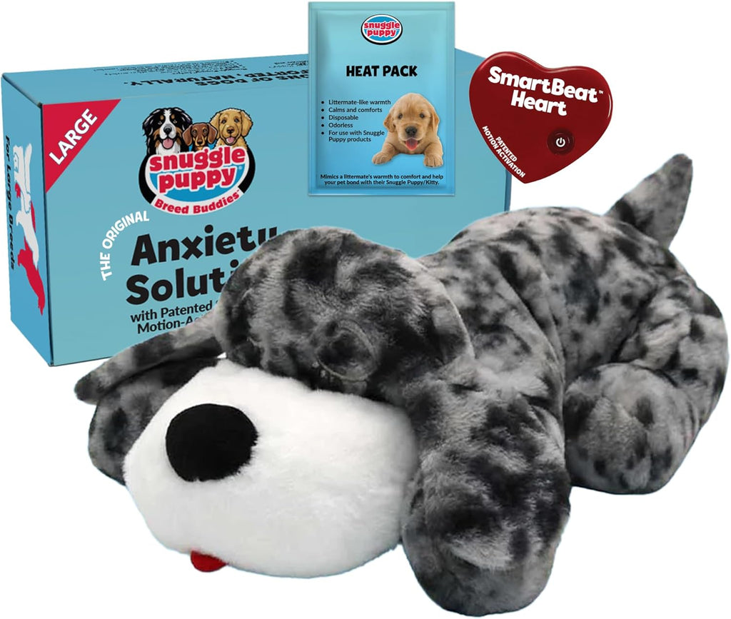 Snuggle Puppy Heartbeat Dog Toy for Puppies, Real-Feel Heartbeat, Calming Sleep Aid and Crate Training Comfort Toy with Heat Pack, Cream Plush Design