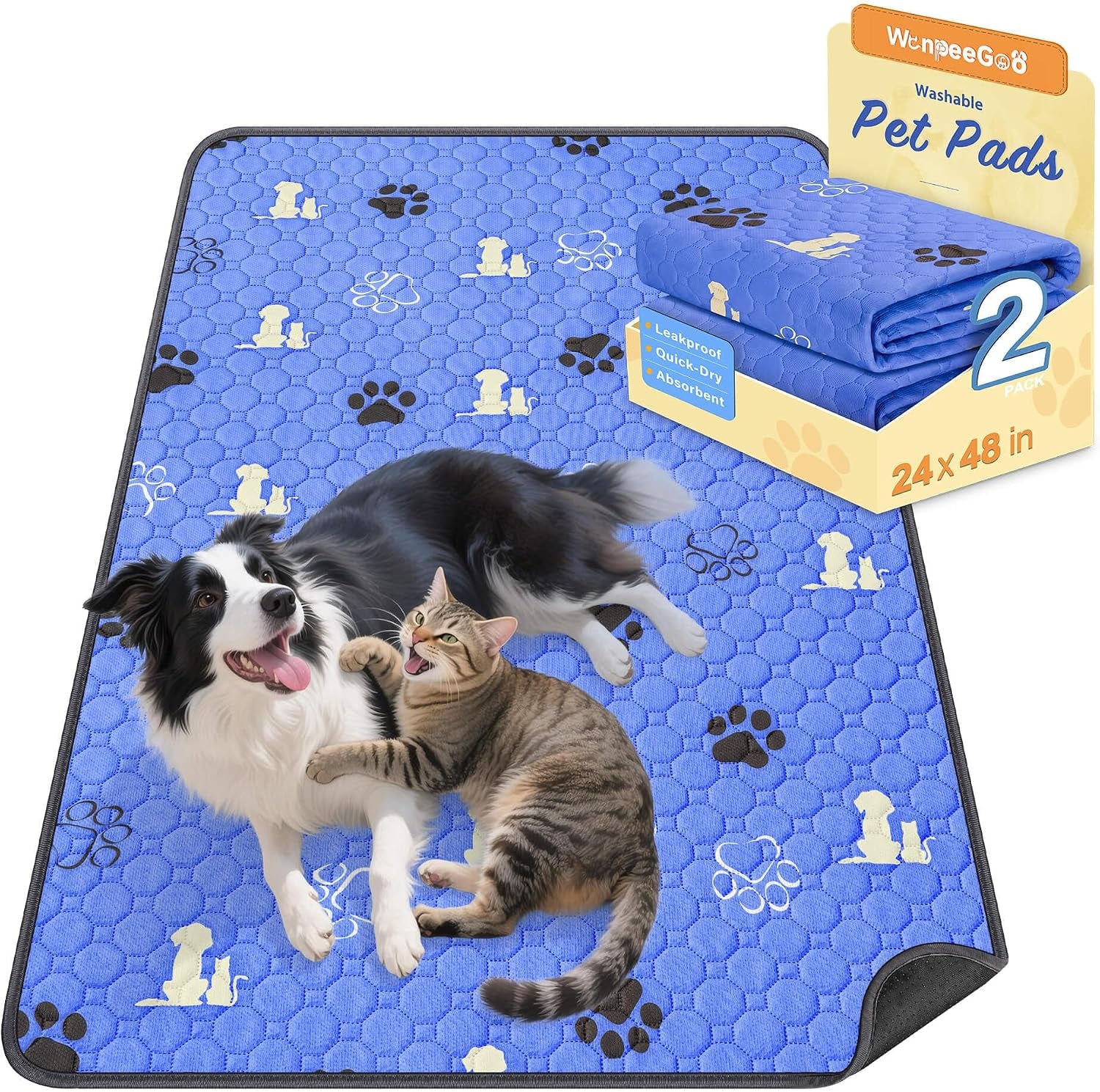 Washable Pee Pads for Dogs, Waterproof, 18 X 24 In, 4 Pack, Gray | Super Absorbent, Waterproof and Non-Slip; Washable, Reusable Dog Pads for Crates, Playpens, Floors, Furniture and Travel