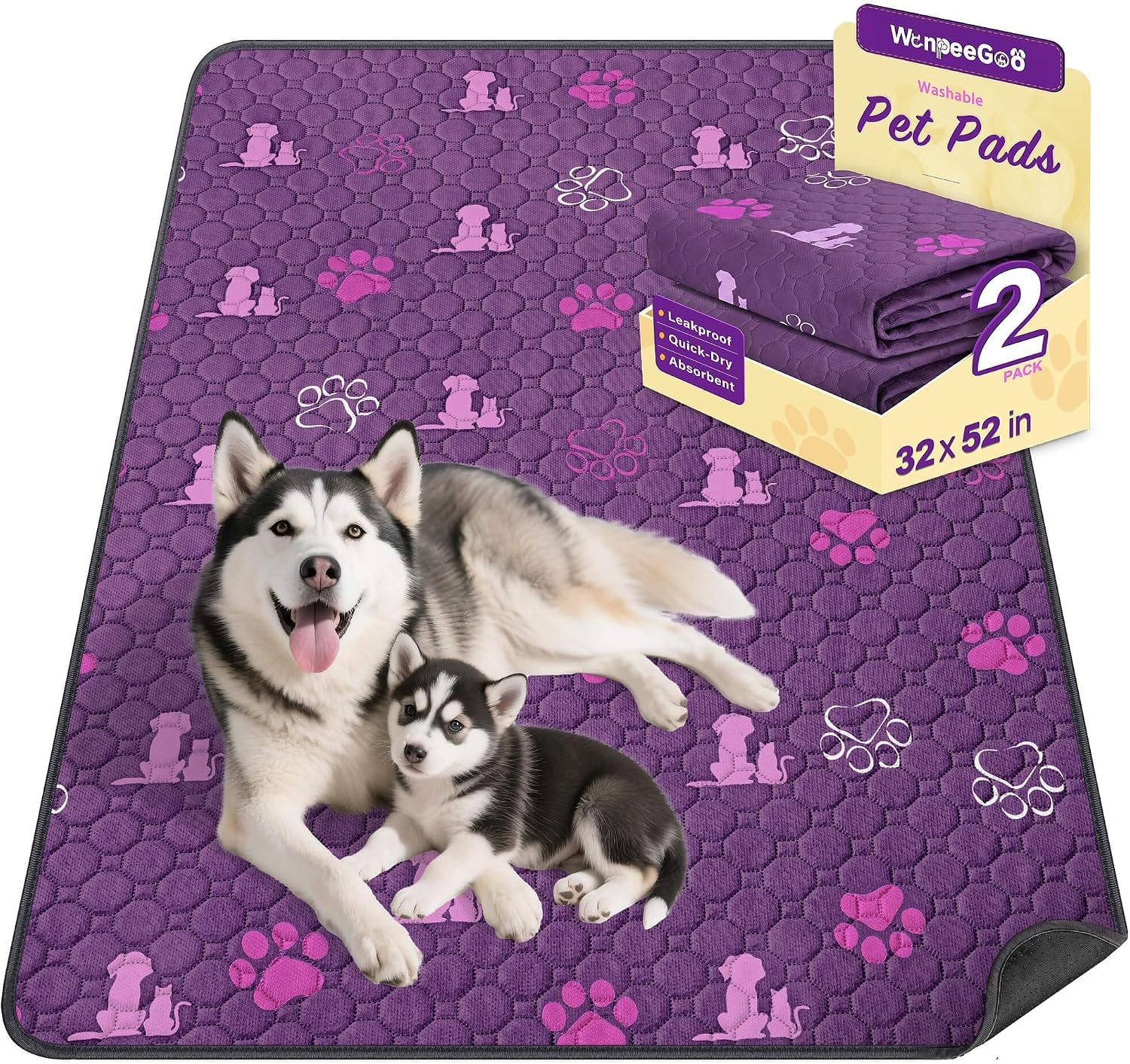 Washable Pee Pads for Dogs, Waterproof, 18 X 24 In, 4 Pack, Gray | Super Absorbent, Waterproof and Non-Slip; Washable, Reusable Dog Pads for Crates, Playpens, Floors, Furniture and Travel