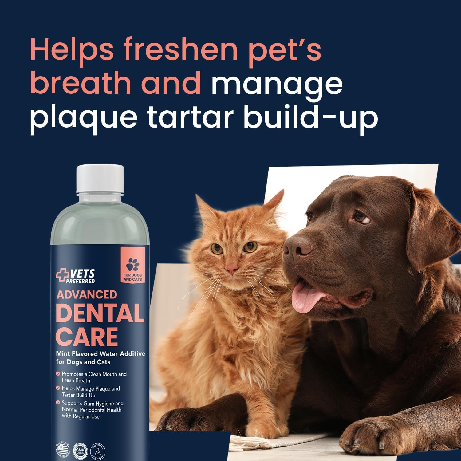 Dog Breath Freshener & Water Additive for Dental Care – Fights Bad Breath, Removes Tartar & Plaque – Dog Mouthwash for Healthy Teeth & Gums, Gingivitis Support – Mint Flavor