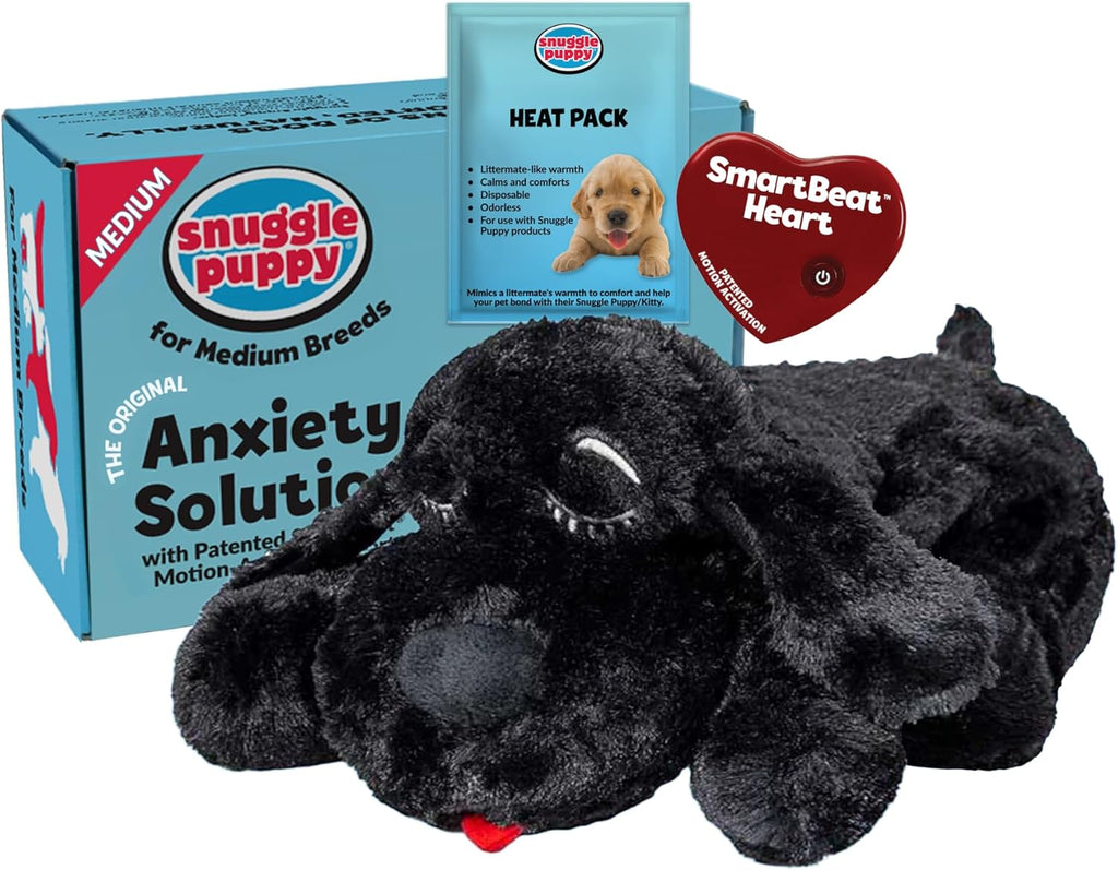 Snuggle Puppy Heartbeat Dog Toy for Puppies, Real-Feel Heartbeat, Calming Sleep Aid and Crate Training Comfort Toy with Heat Pack, Cream Plush Design