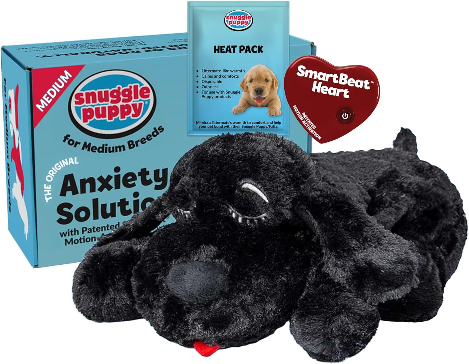 Snuggle Puppy Heartbeat Dog Toy for Puppies, Real-Feel Heartbeat, Calming Sleep Aid and Crate Training Comfort Toy with Heat Pack, Cream Plush Design