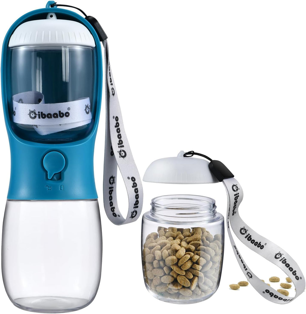 Dog Water Bottle with Food Container, Travel Puppy Water Bowl, Portable Pet Dispenser, Dog Gift Stuff Accessories Items, Puppy Essentials Necessities for Yorkie Cat Walking and Hiking