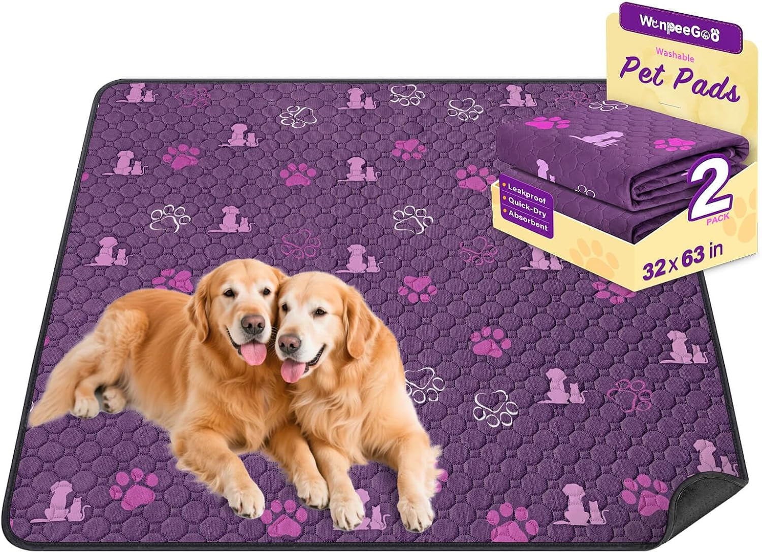 Washable Pee Pads for Dogs, Waterproof, 18 X 24 In, 4 Pack, Gray | Super Absorbent, Waterproof and Non-Slip; Washable, Reusable Dog Pads for Crates, Playpens, Floors, Furniture and Travel