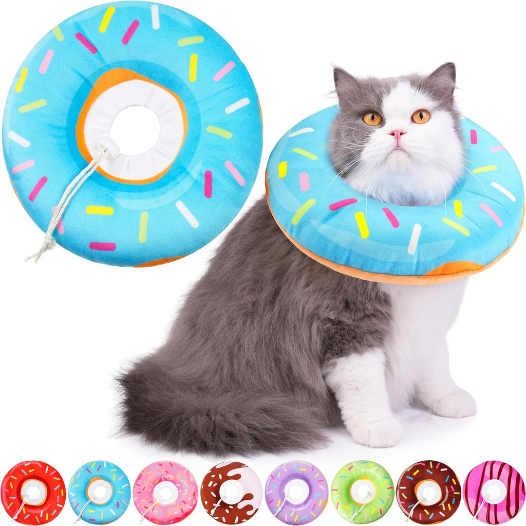 Cat Cone Collar Soft, Cat Recovery Collar for Wound Healing Cute Donut Adjustable Kitten Cones to Stop Licking Comfortable Lightweight Neck Elizabethan Collars for Kittens after Surgery