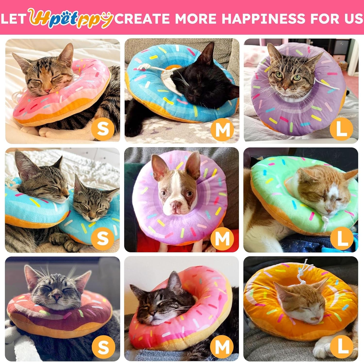 Cat Cone Collar Soft, Cat Recovery Collar for Wound Healing Cute Donut Adjustable Kitten Cones to Stop Licking Comfortable Lightweight Neck Elizabethan Collars for Kittens after Surgery