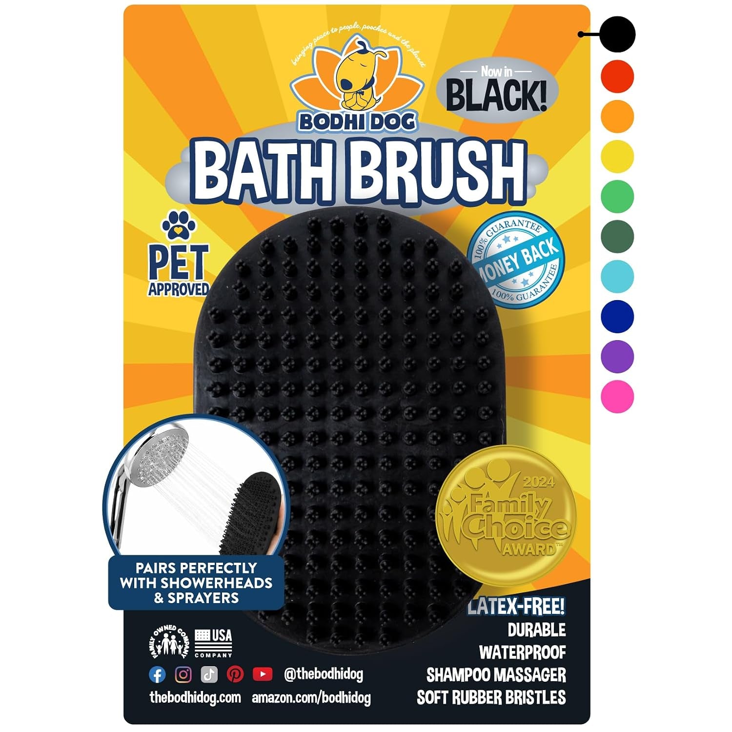 Shampoo Brush - Pet Grooming & Bath Supplies for Dogs and Cats - Bath Brush for Long & Short Hair - Premium Scrubber for Shower, Showerhead, Sprayer & Bathing (One Pack, Blue)