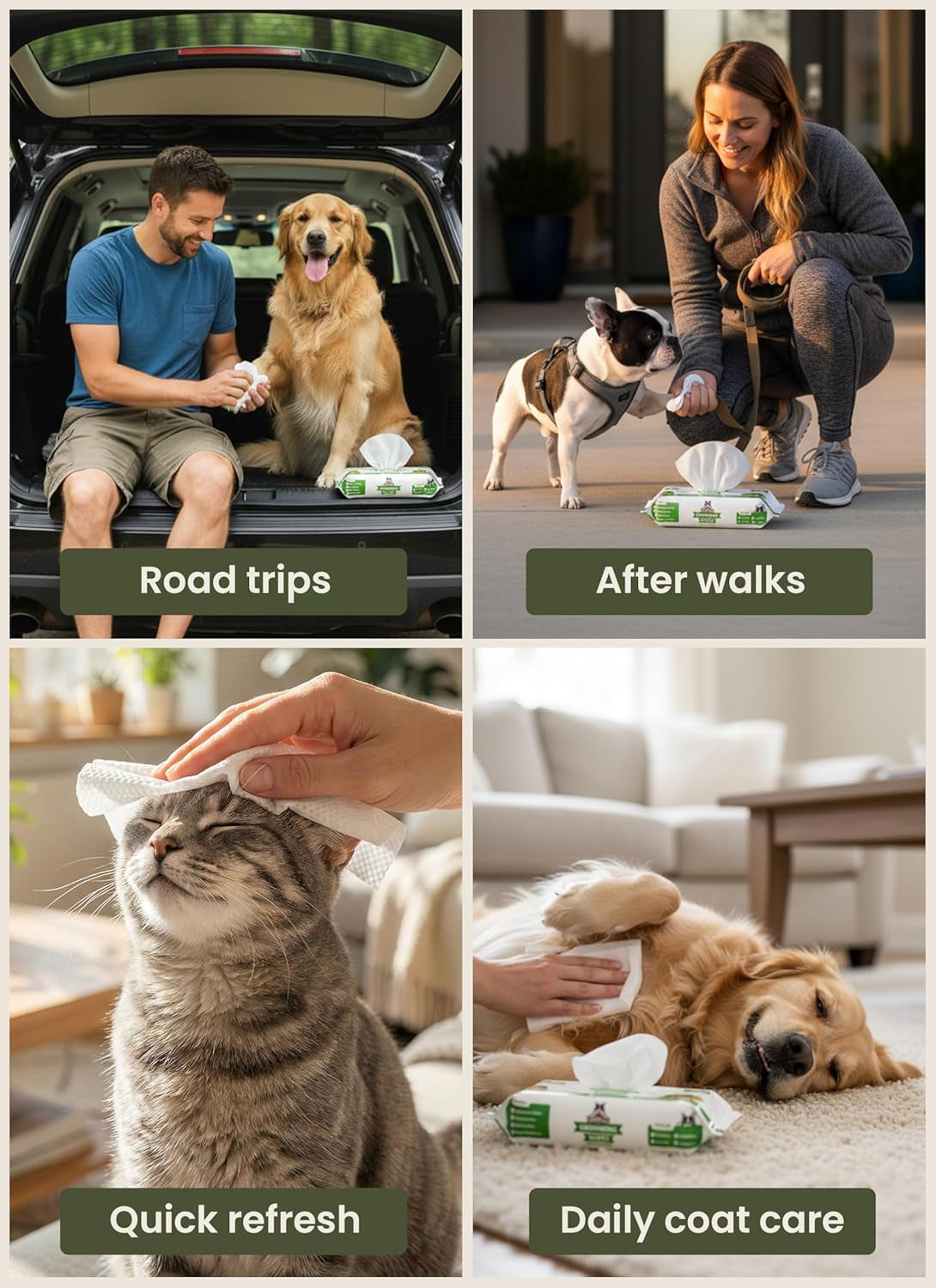 Pogi’S Dog Grooming Wipes – Hypoallergenic Pet Wipes for Paws, Body & Butt – Cleaning & Hydrating, Fragrance Free, 100 Count