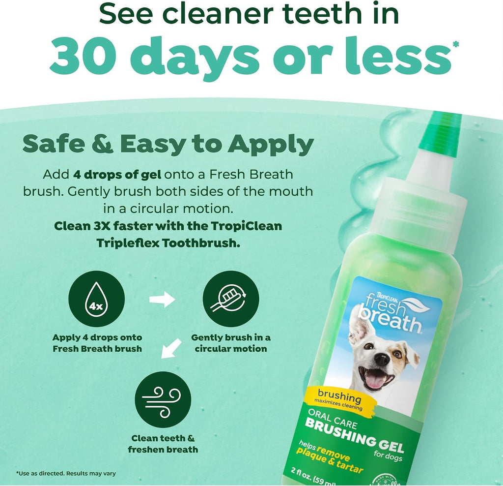 Oral Care Brushing Gel for Dogs & Cats| Dog Toothpaste | Pet Dental Gel | Dog Teeth Cleaning Use with Pet Toothbrush | 2 Oz