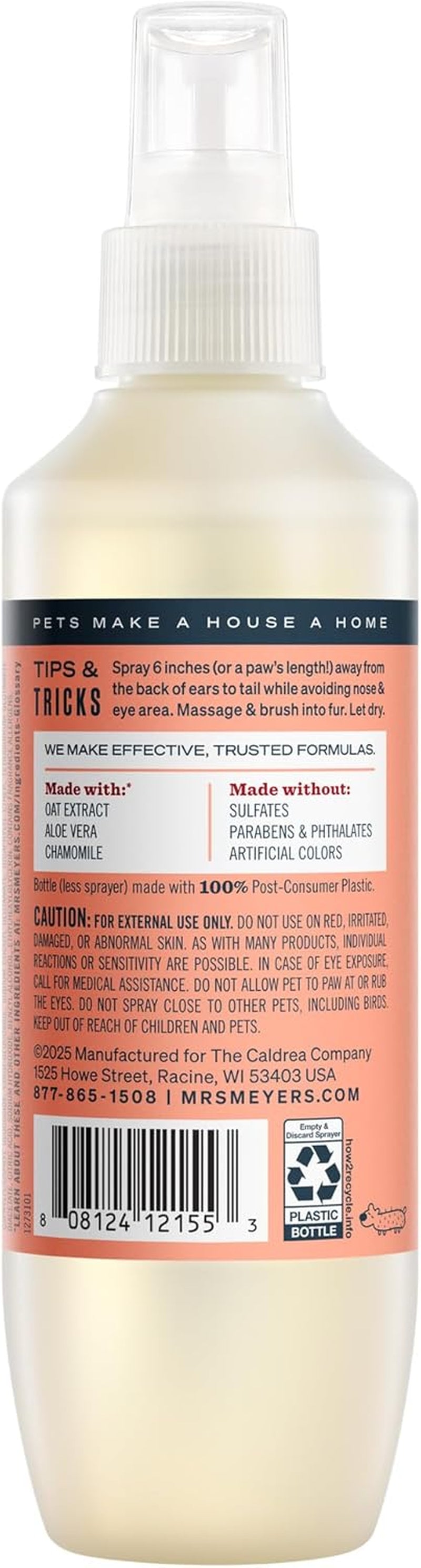 MRS. MEYER'S Clean Day Dog Deodorizing Spray, White Peach Scent, 8Oz