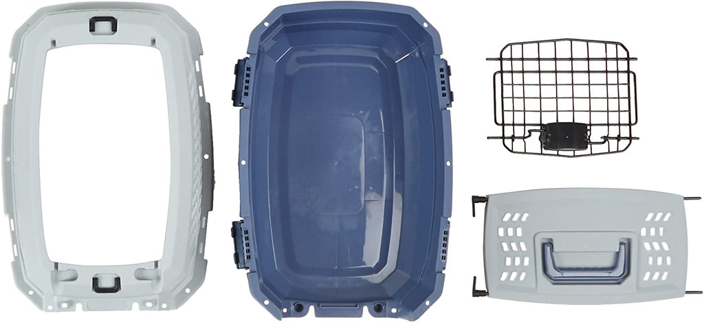 2-Door Top-Load Hard-Sided Pet Travel Carrier for Cats and Small Dogs, 19" L X 12.6" W X 10" H, Gray & Blue