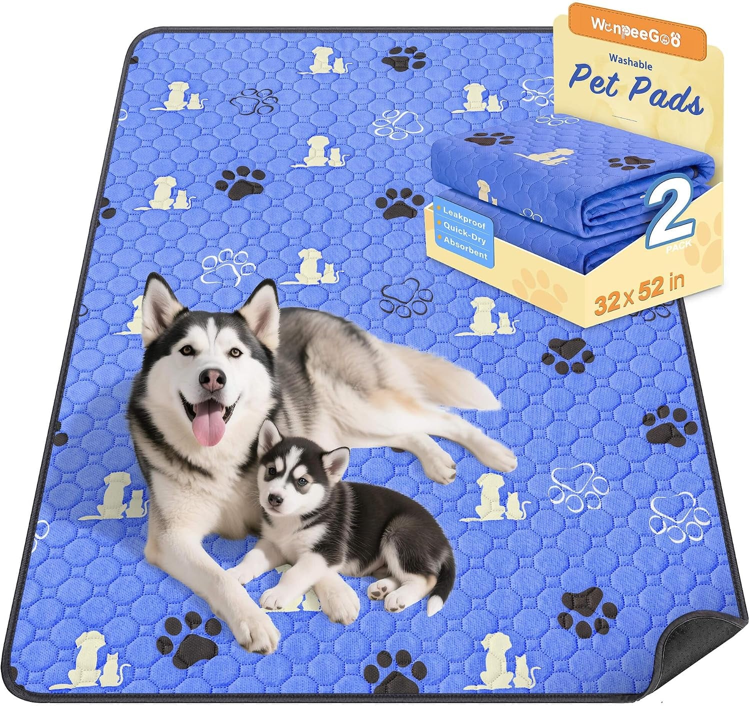Washable Pee Pads for Dogs, Waterproof, 18 X 24 In, 4 Pack, Gray | Super Absorbent, Waterproof and Non-Slip; Washable, Reusable Dog Pads for Crates, Playpens, Floors, Furniture and Travel
