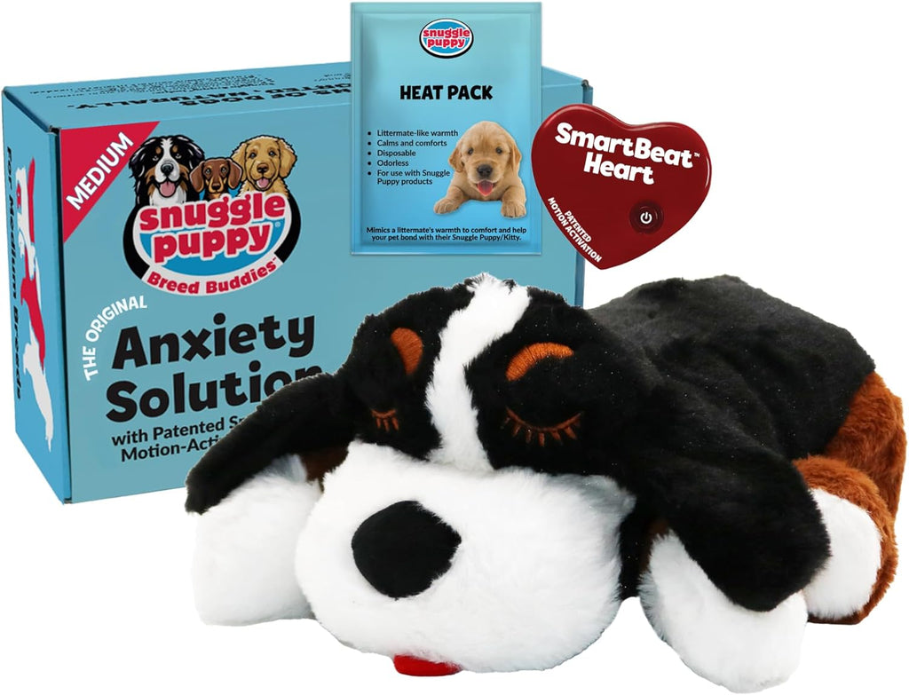 Snuggle Puppy Heartbeat Dog Toy for Puppies, Real-Feel Heartbeat, Calming Sleep Aid and Crate Training Comfort Toy with Heat Pack, Cream Plush Design