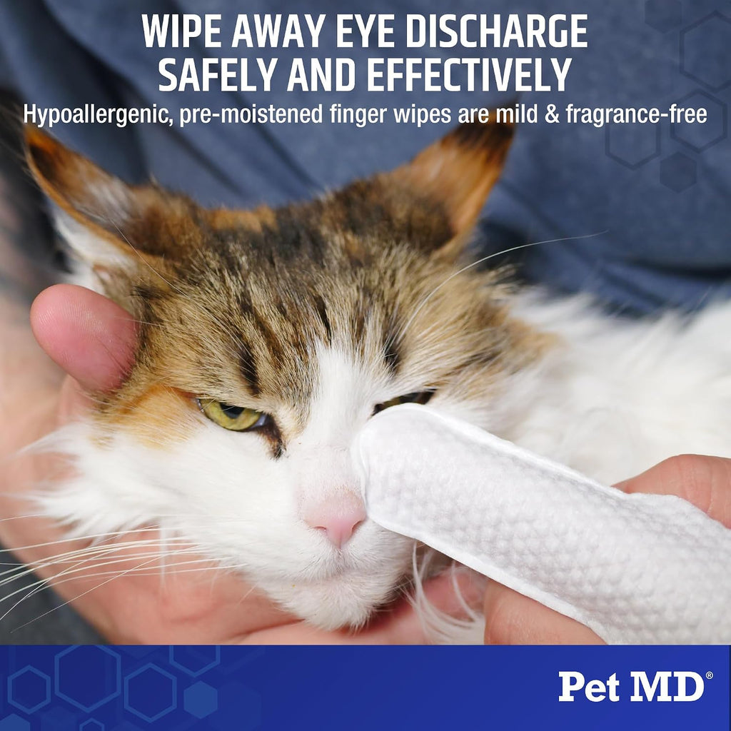 Finger Wipes - Tear Stain Remover for Dogs & Cats - 50Ct | Dog and Cat Eye Wipes for Discharge and Crust - Fragrance-Free & Hypoallergenic Face and Eye Cleaner