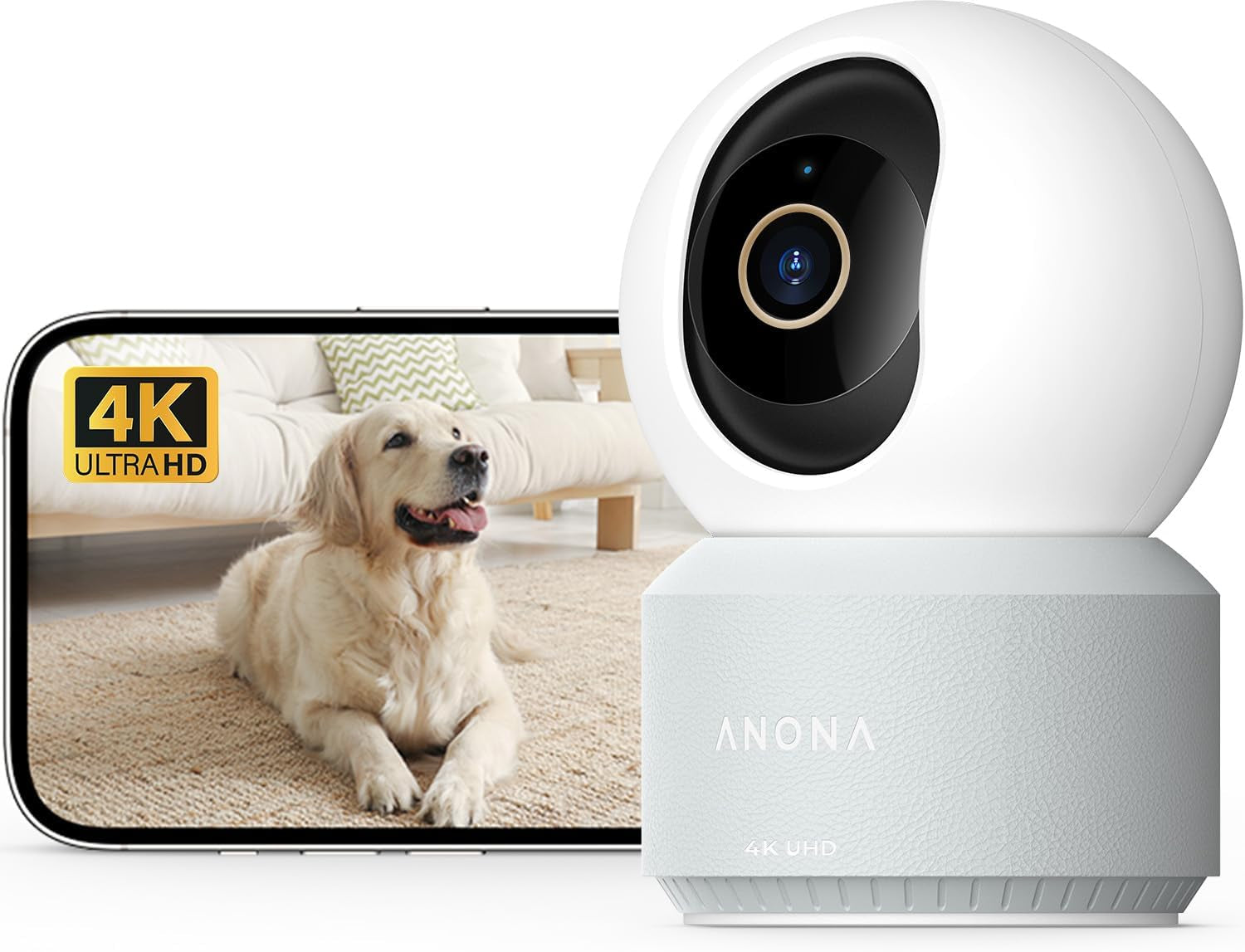 4K UHD Indoor Camera, Pet/Dog/Baby Security Camera with Phone App, 360°Pan-Tilt, 5G/2.4G Dual-Band Wi-Fi 6, Auto-Tracking, Person/Pet/Baby Crying Detection, Privacy Mode, Two-Way Audio, 2 Pack