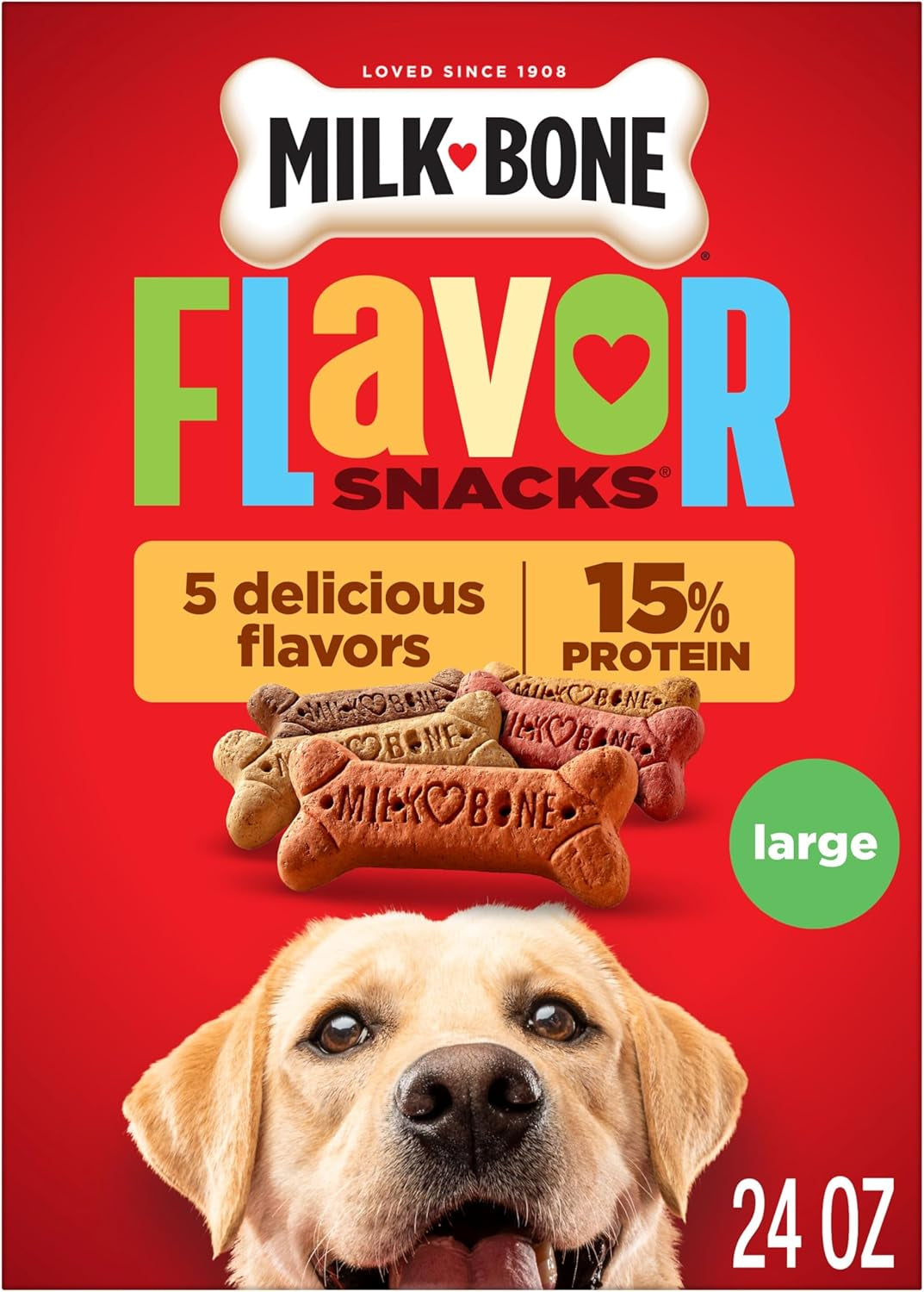 Flavor Snacks Mini’S Dog Biscuits, Flavored Crunchy Dog Treats, 36 Oz. Canister | 5 Calories per Treat, 15% Protein, 3 Flavors per Canister (Beef, Chicken & Bacon, Naturally & Artificially Flavored)