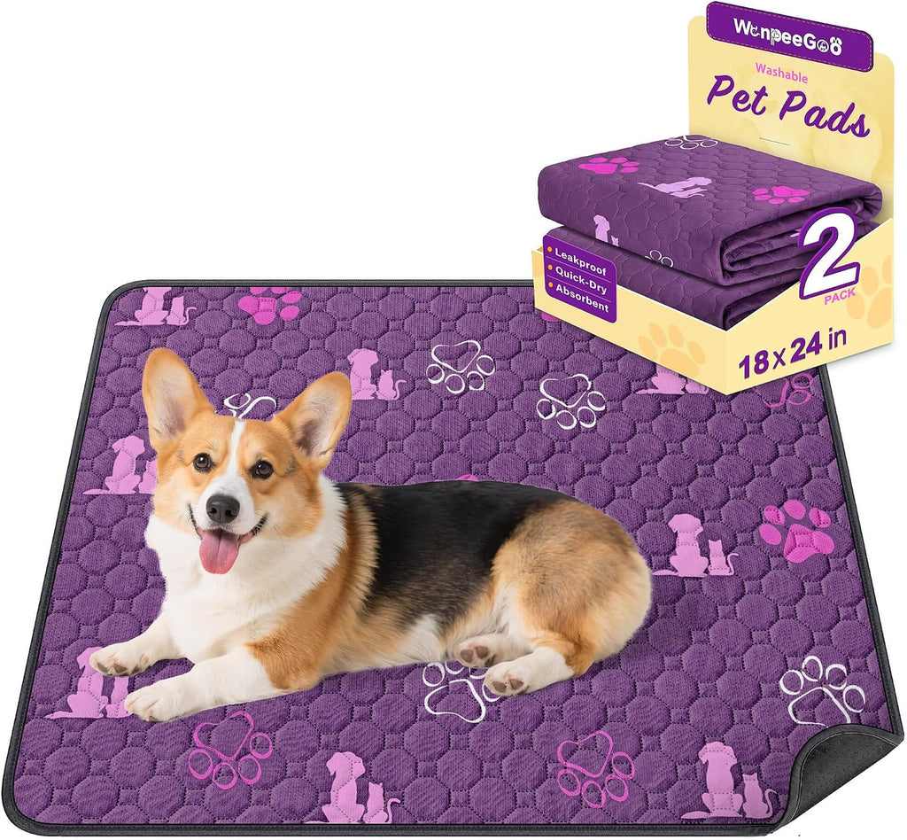 Washable Pee Pads for Dogs, Waterproof, 18 X 24 In, 4 Pack, Gray | Super Absorbent, Waterproof and Non-Slip; Washable, Reusable Dog Pads for Crates, Playpens, Floors, Furniture and Travel