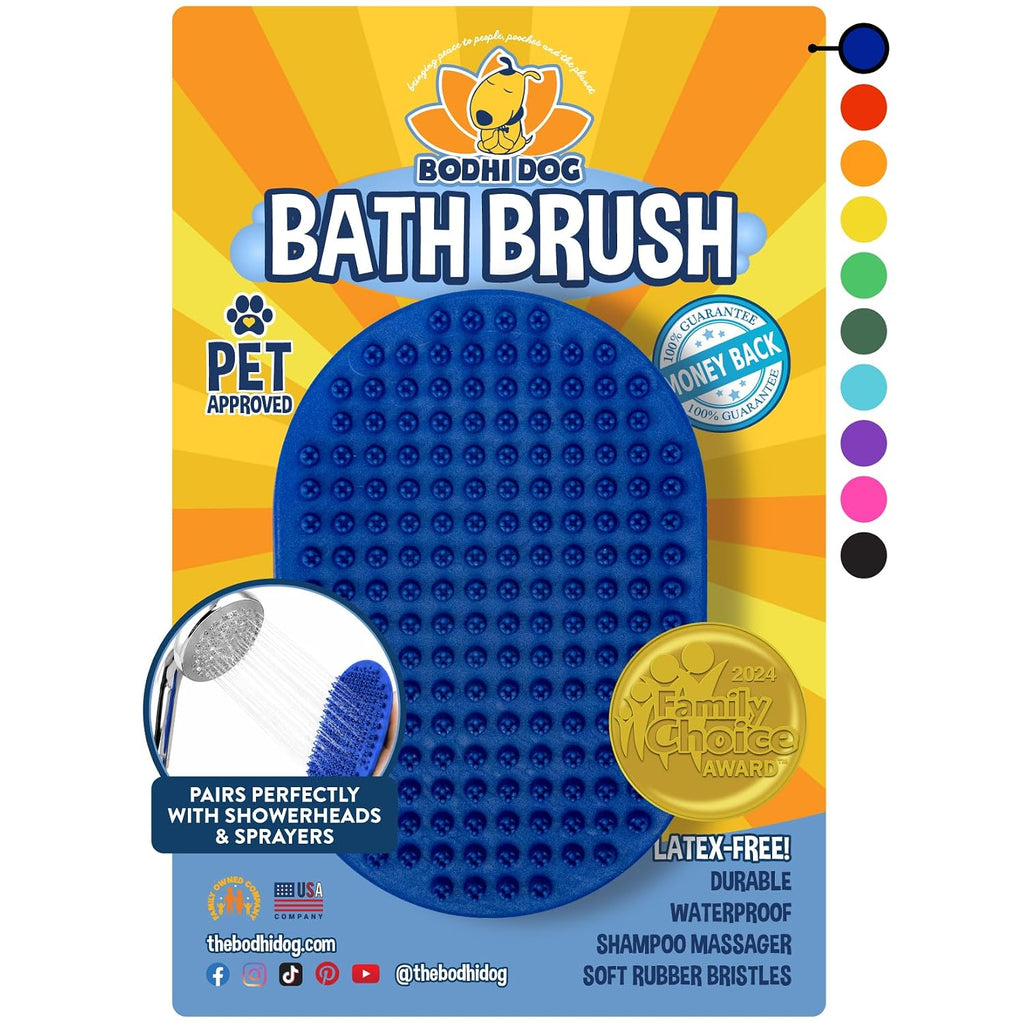 Shampoo Brush - Pet Grooming & Bath Supplies for Dogs and Cats - Bath Brush for Long & Short Hair - Premium Scrubber for Shower, Showerhead, Sprayer & Bathing (One Pack, Blue)