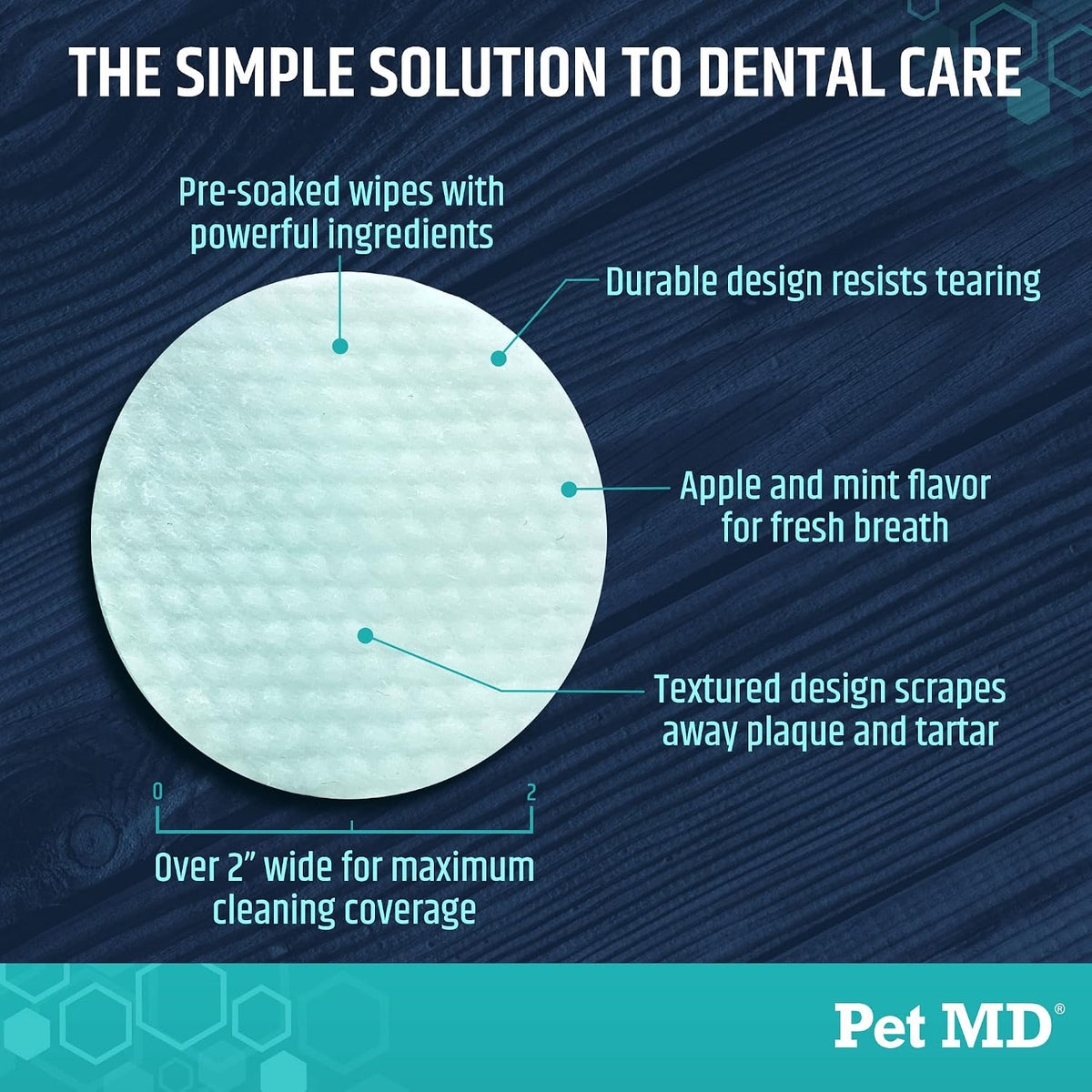 Dental Wipes for Dogs Teeth - Fresh Apple & Mint Flavor - 100Ct | Dog Teeth Cleaning Wipes to Remove Plaque and Tartar - Promotes Healthy Gums & Fresh Breath for Overall Oral Hygiene