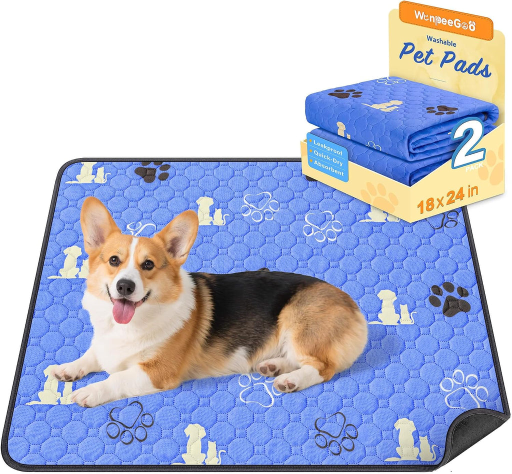 Washable Pee Pads for Dogs, Waterproof, 18 X 24 In, 4 Pack, Gray | Super Absorbent, Waterproof and Non-Slip; Washable, Reusable Dog Pads for Crates, Playpens, Floors, Furniture and Travel