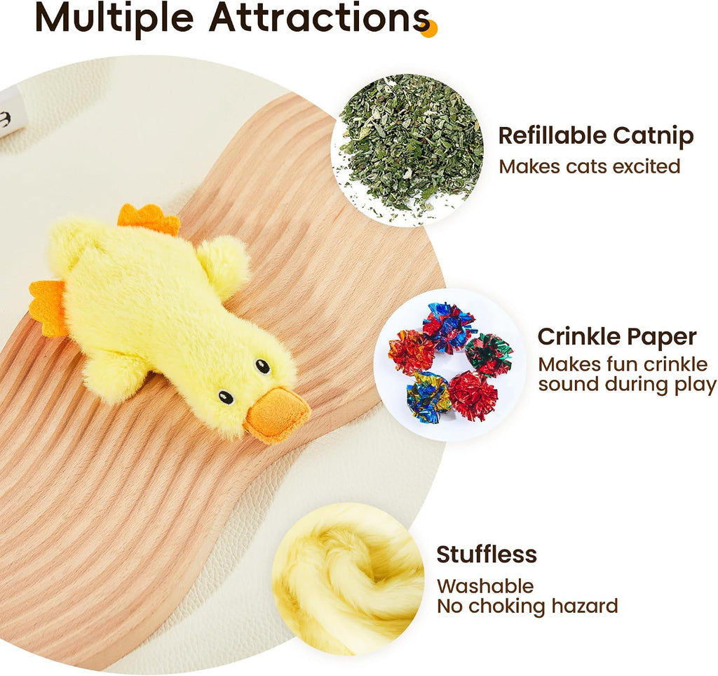 Cat Toys Catnip Crinkly Sound 2 Pcs, Mess-Free Stuffless Kitten Toy, Durable Feline Bite Interactive Kicker Toys for Cat Indoor Exercise 6.5 Inches