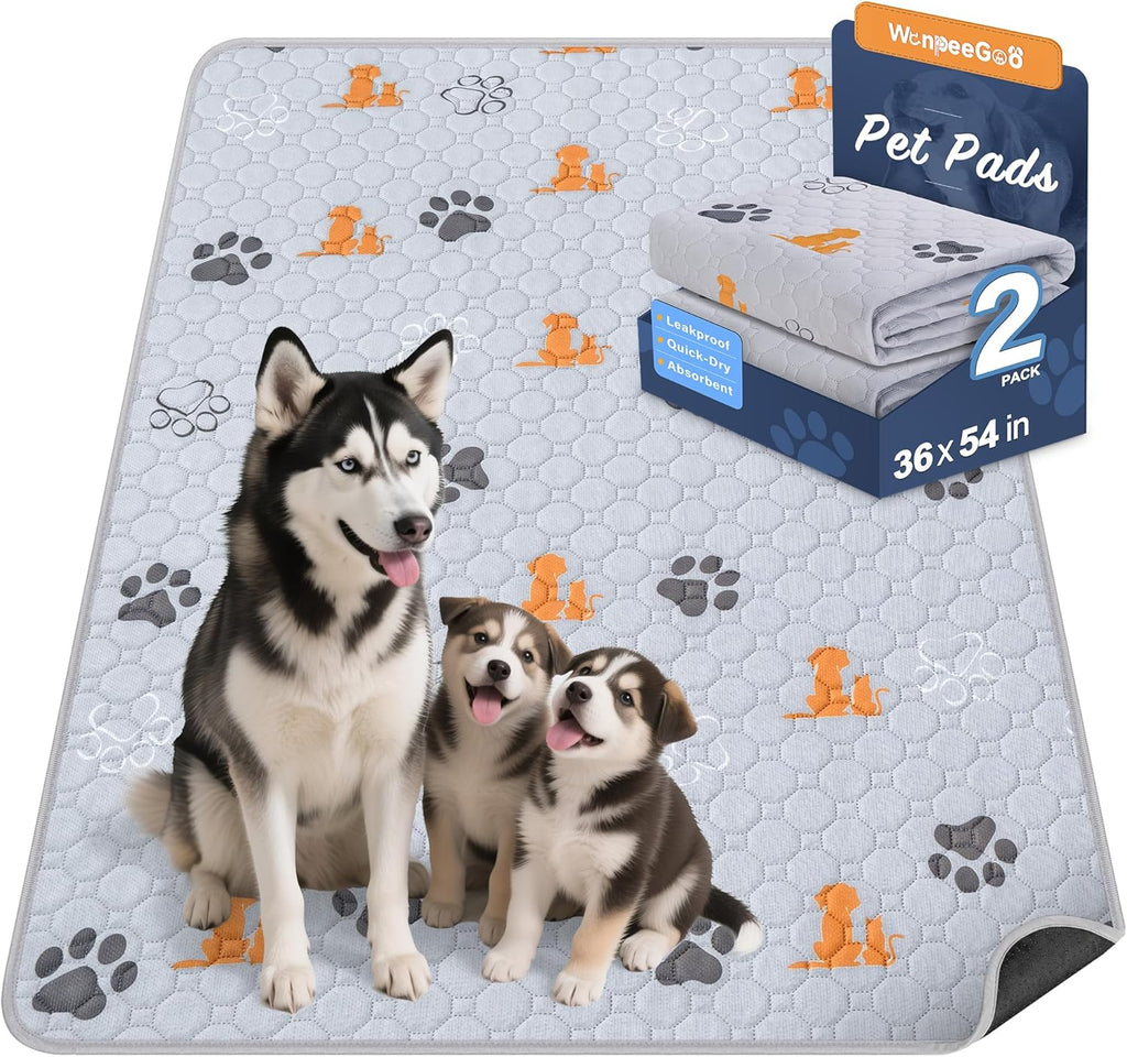 Washable Pee Pads for Dogs, Waterproof, 18 X 24 In, 4 Pack, Gray | Super Absorbent, Waterproof and Non-Slip; Washable, Reusable Dog Pads for Crates, Playpens, Floors, Furniture and Travel