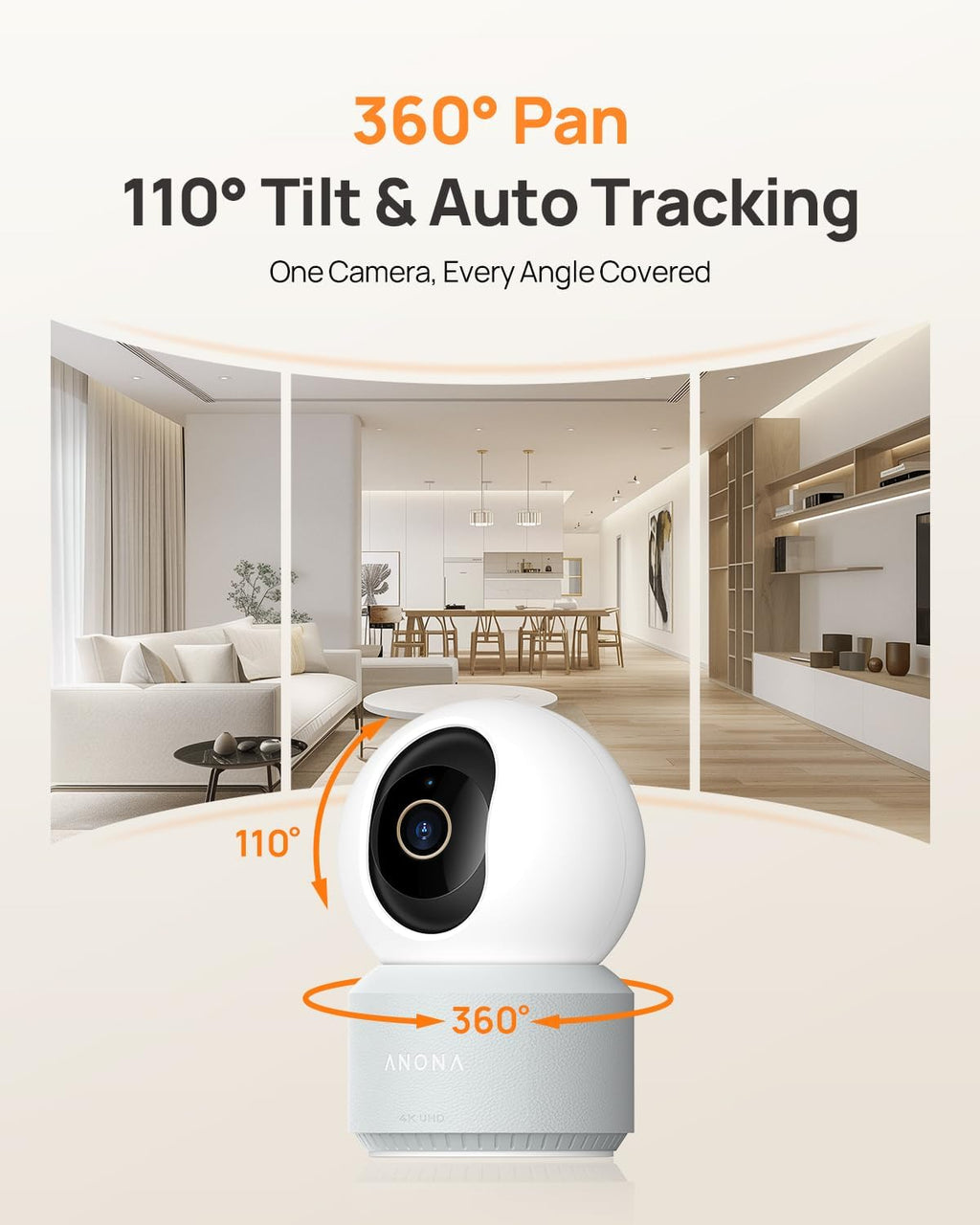 4K UHD Indoor Camera, Pet/Dog/Baby Security Camera with Phone App, 360°Pan-Tilt, 5G/2.4G Dual-Band Wi-Fi 6, Auto-Tracking, Person/Pet/Baby Crying Detection, Privacy Mode, Two-Way Audio, 2 Pack