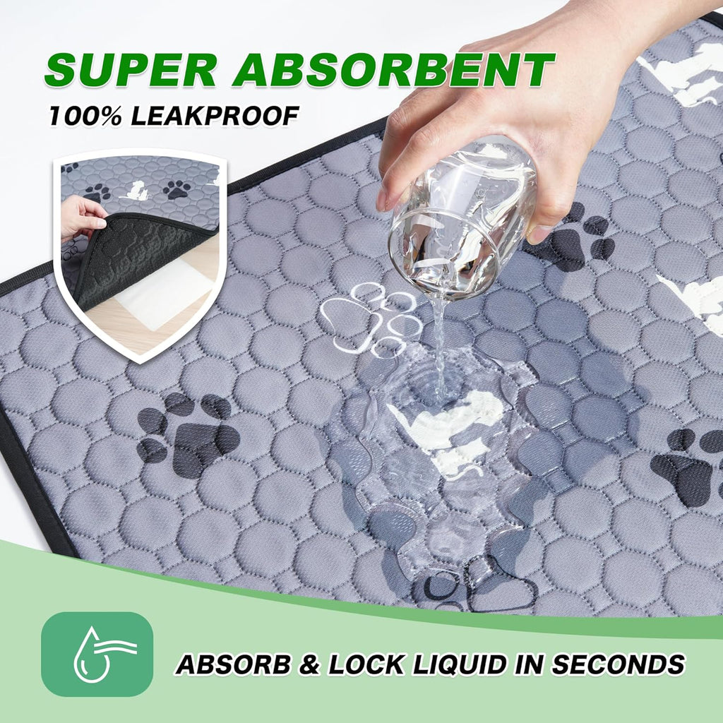 Washable Pee Pads for Dogs, Waterproof, 18 X 24 In, 4 Pack, Gray | Super Absorbent, Waterproof and Non-Slip; Washable, Reusable Dog Pads for Crates, Playpens, Floors, Furniture and Travel