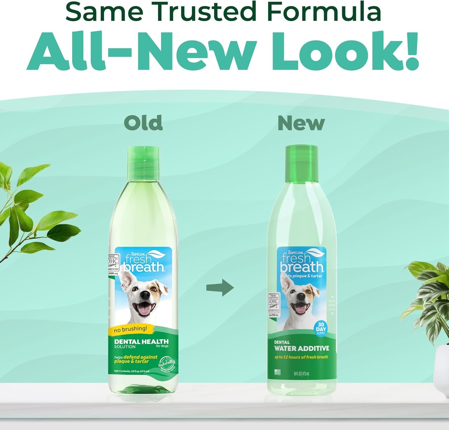 Fresh Breath Water Additive for Dogs, Dog Breath Freshener and Teeth Cleaning Solution, No Toothpaste or Toothbrush Required, 16Oz.