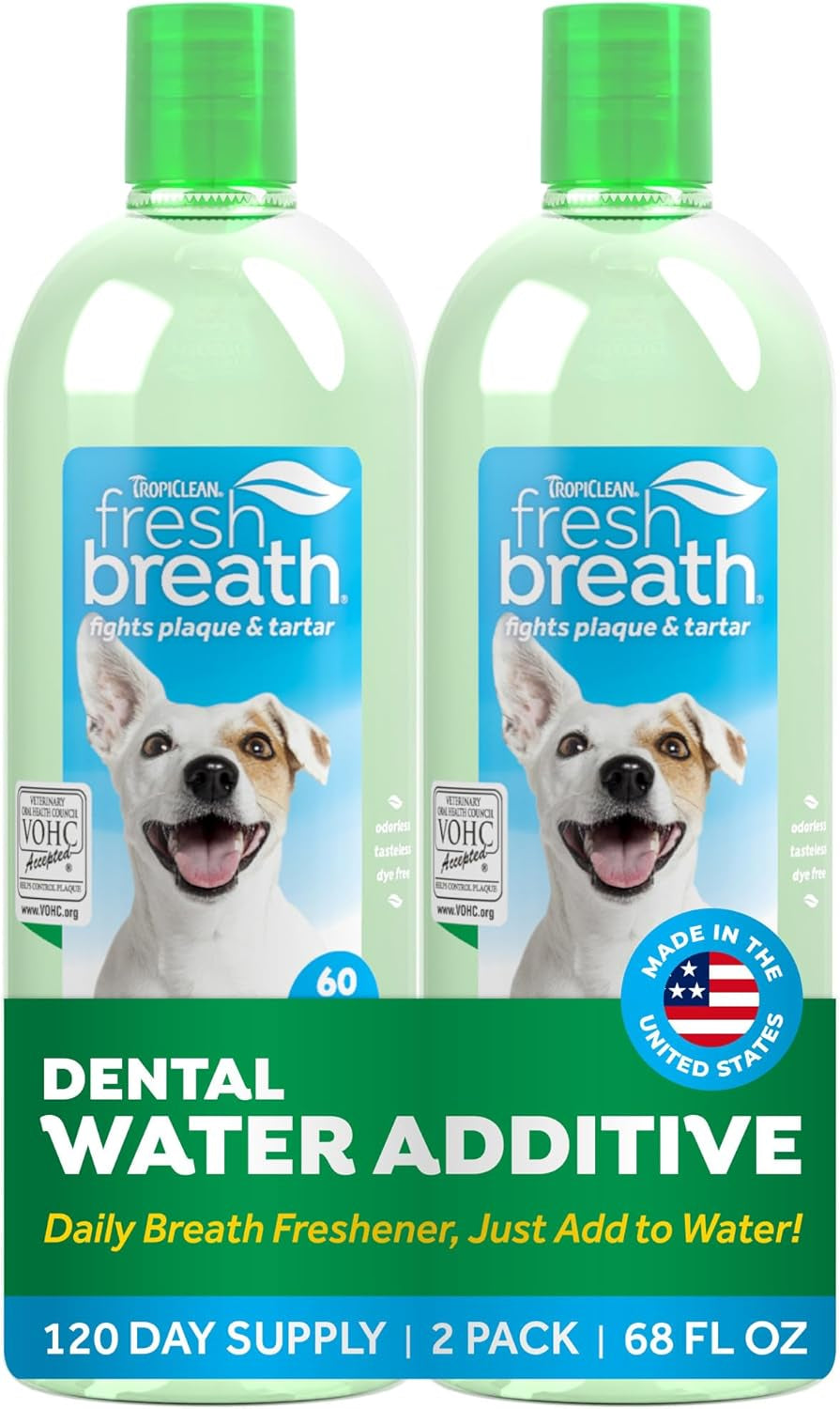 Fresh Breath Water Additive for Dogs, Dog Breath Freshener and Teeth Cleaning Solution, No Toothpaste or Toothbrush Required, 16Oz.