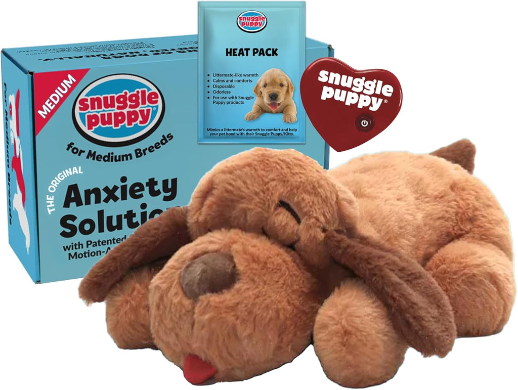 Snuggle Puppy Heartbeat Dog Toy for Puppies, Real-Feel Heartbeat, Calming Sleep Aid and Crate Training Comfort Toy with Heat Pack, Cream Plush Design