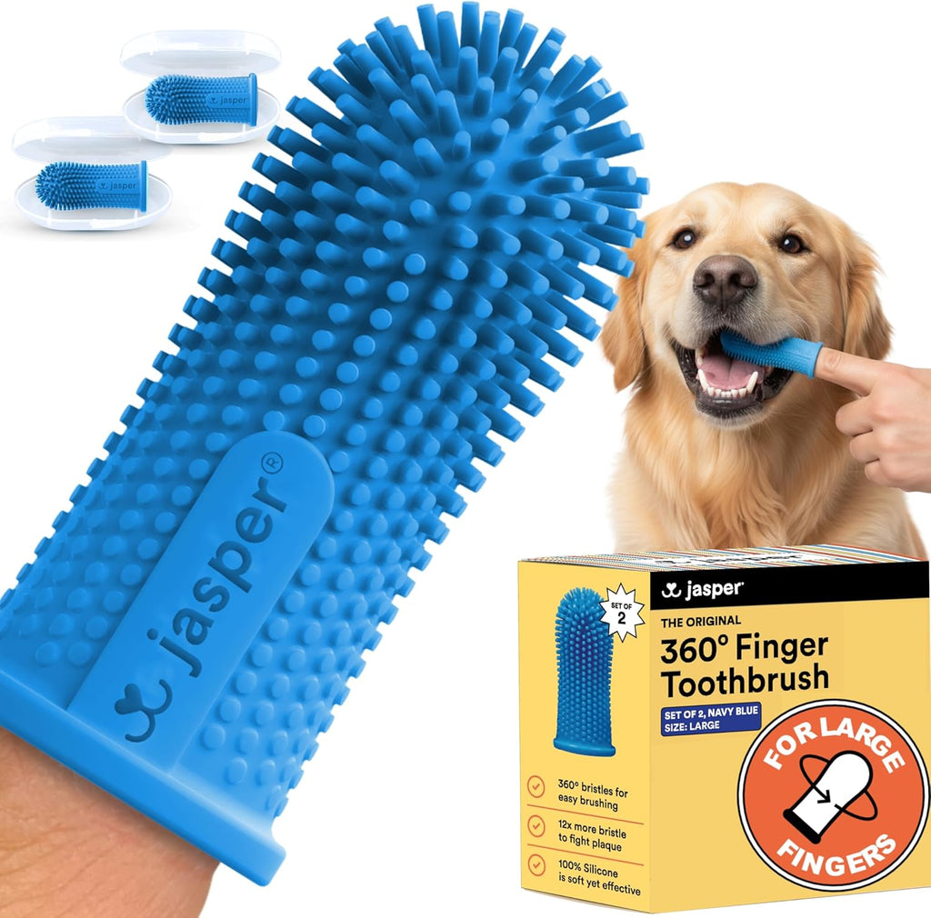 Dog Toothbrush, 360 Degree Pet Tooth Brushing Kit, Cat Toothbrush, Canine Dental Care & Teeth Cleaning Kit, Pet Finger Tooth Brush, Use with Dog Toothpaste, 2-Pack Pink
