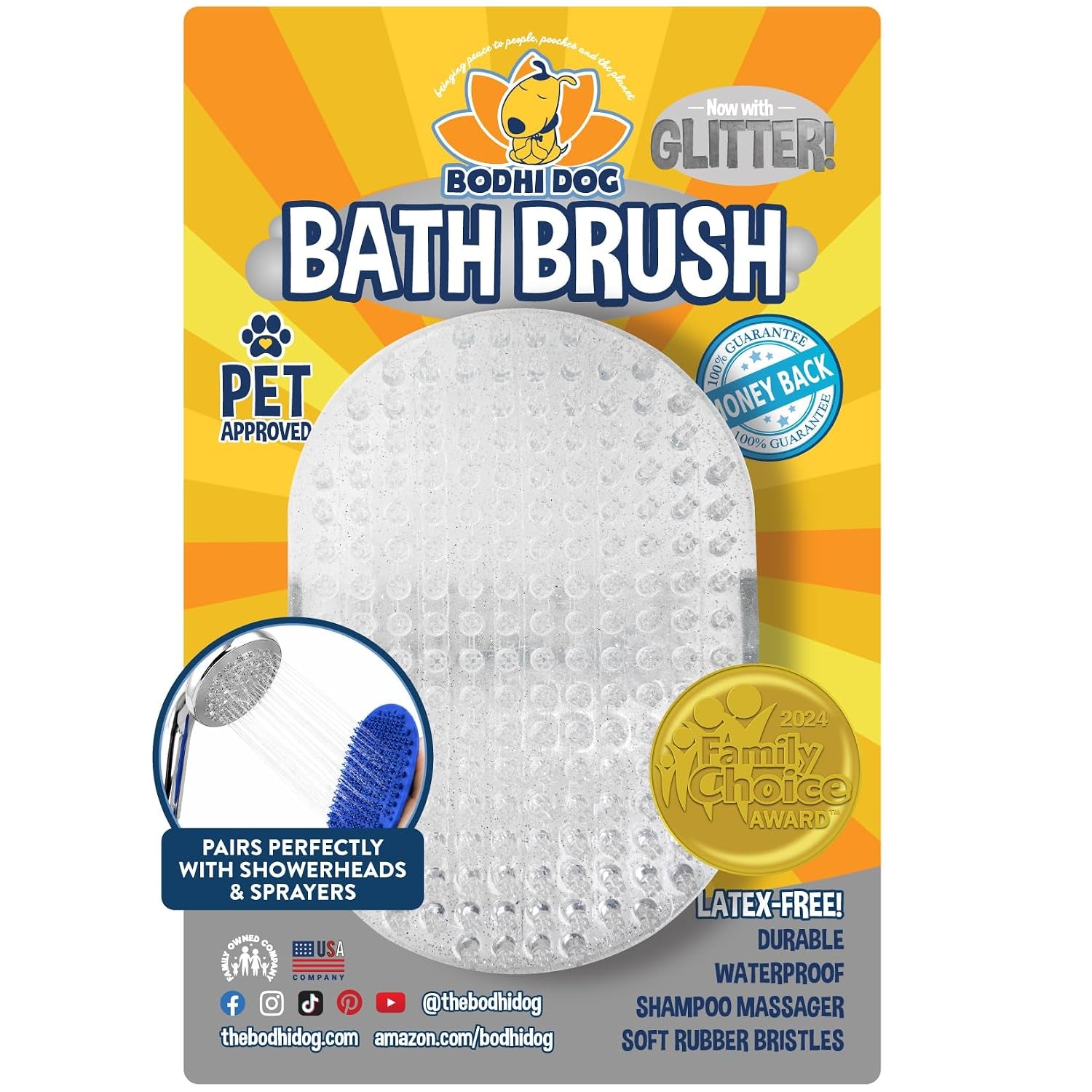 Shampoo Brush - Pet Grooming & Bath Supplies for Dogs and Cats - Bath Brush for Long & Short Hair - Premium Scrubber for Shower, Showerhead, Sprayer & Bathing (One Pack, Blue)