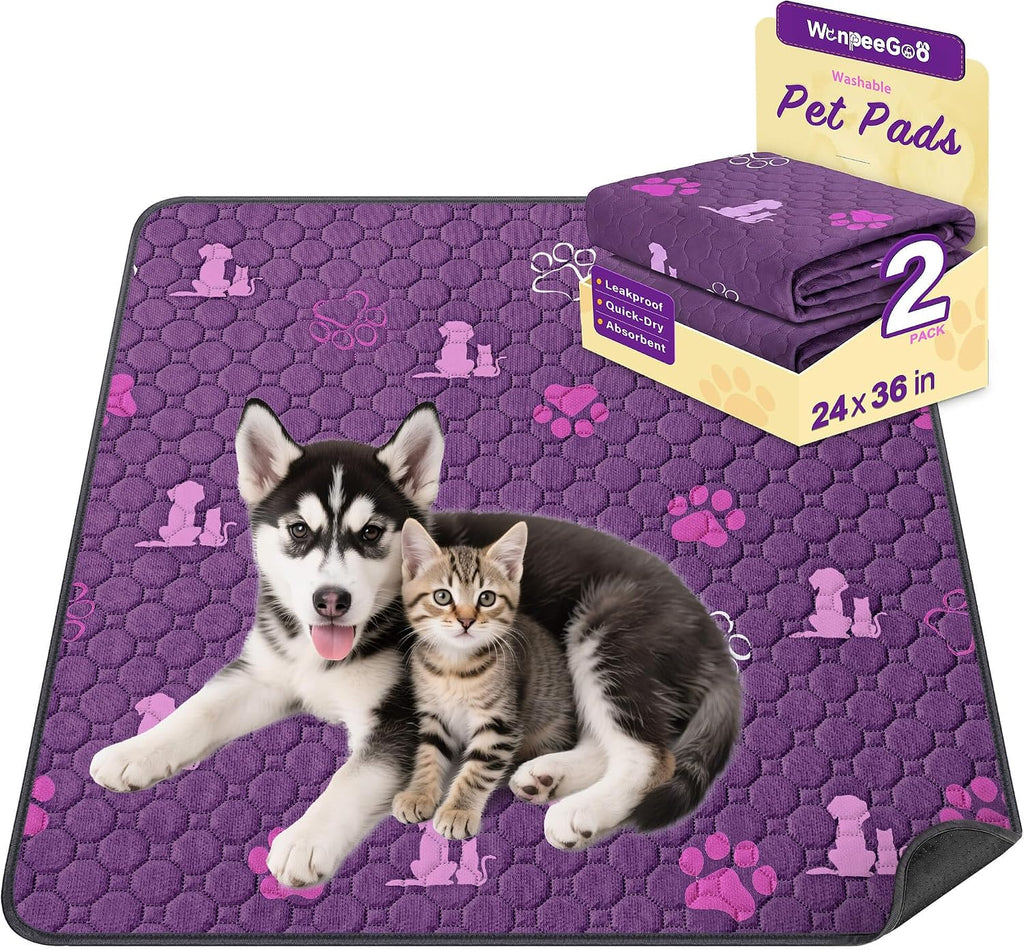 Washable Pee Pads for Dogs, Waterproof, 18 X 24 In, 4 Pack, Gray | Super Absorbent, Waterproof and Non-Slip; Washable, Reusable Dog Pads for Crates, Playpens, Floors, Furniture and Travel
