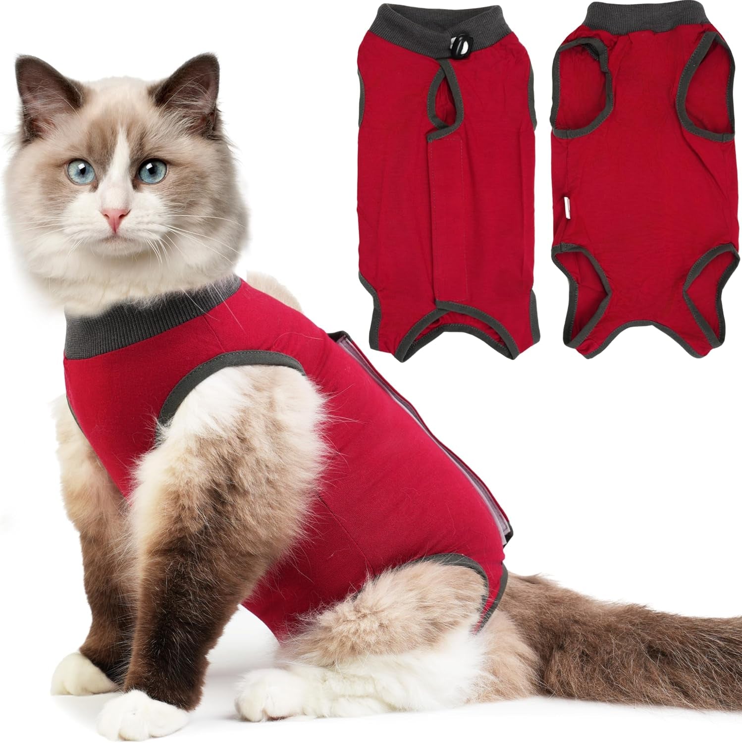 Cat Recovery Suit for Spay Abdominal Wounds, Kitten Onesie Bodysuit for Cats after Surgery, Cat Surgery Recovery Suit Female Cone of Shame Alternative for Cats anti Licking (Pink,M)