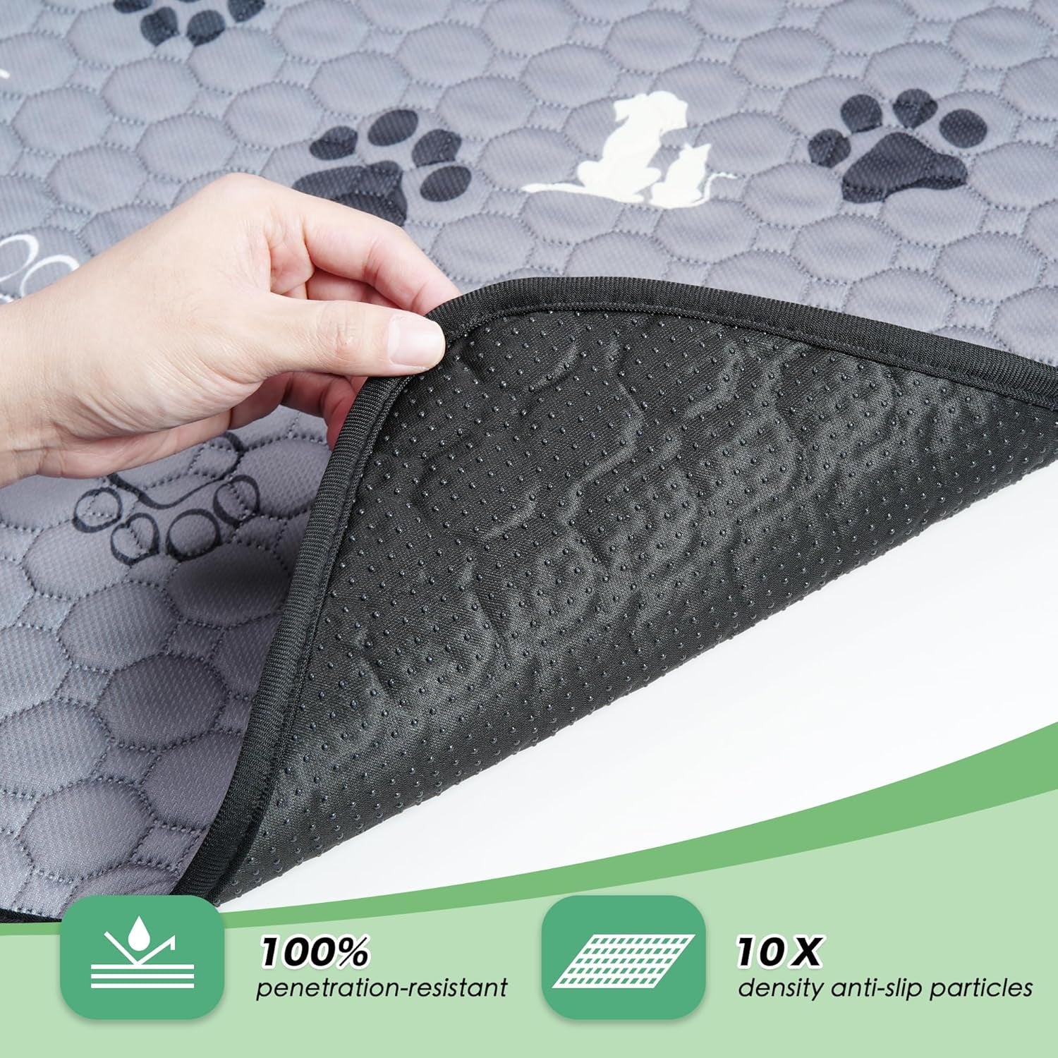 Washable Pee Pads for Dogs, Waterproof, 18 X 24 In, 4 Pack, Gray | Super Absorbent, Waterproof and Non-Slip; Washable, Reusable Dog Pads for Crates, Playpens, Floors, Furniture and Travel