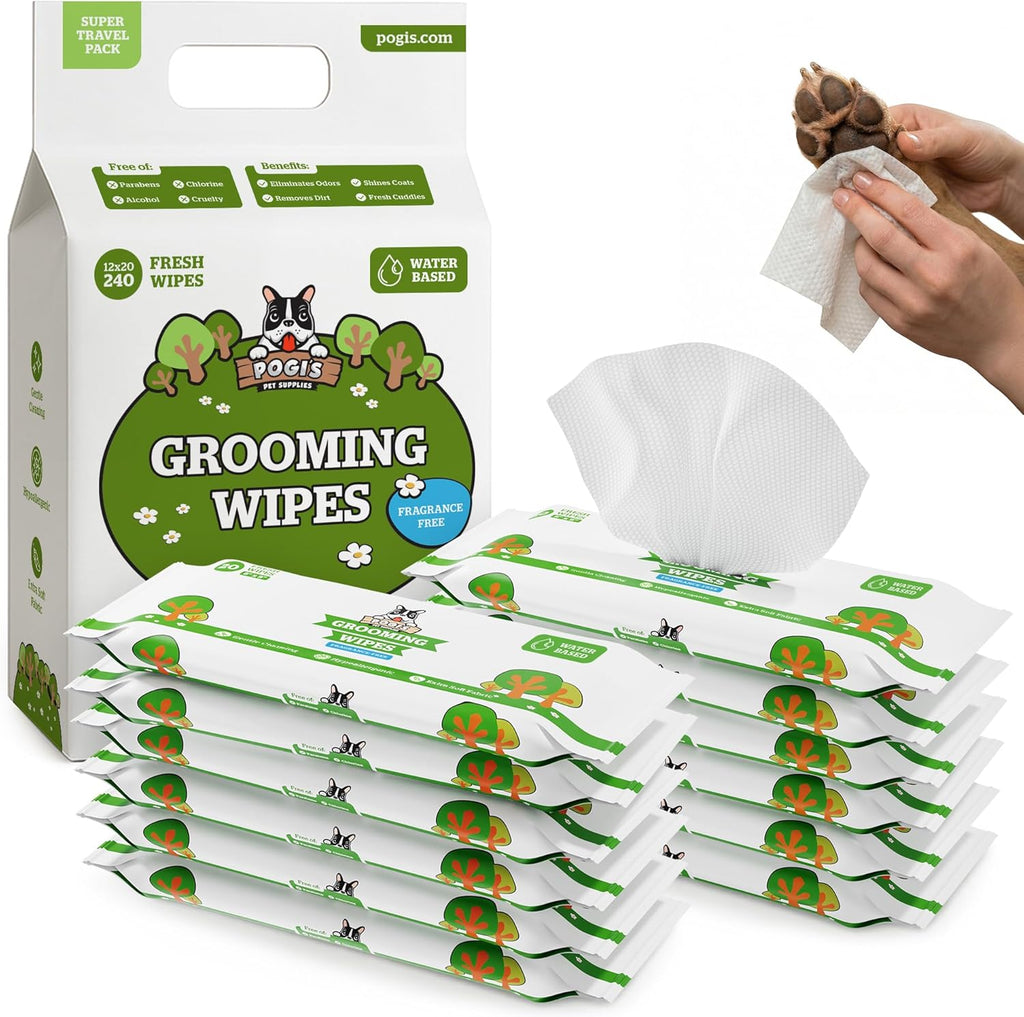 Pogi’S Dog Grooming Wipes – Hypoallergenic Pet Wipes for Paws, Body & Butt – Cleaning & Hydrating, Fragrance Free, 100 Count