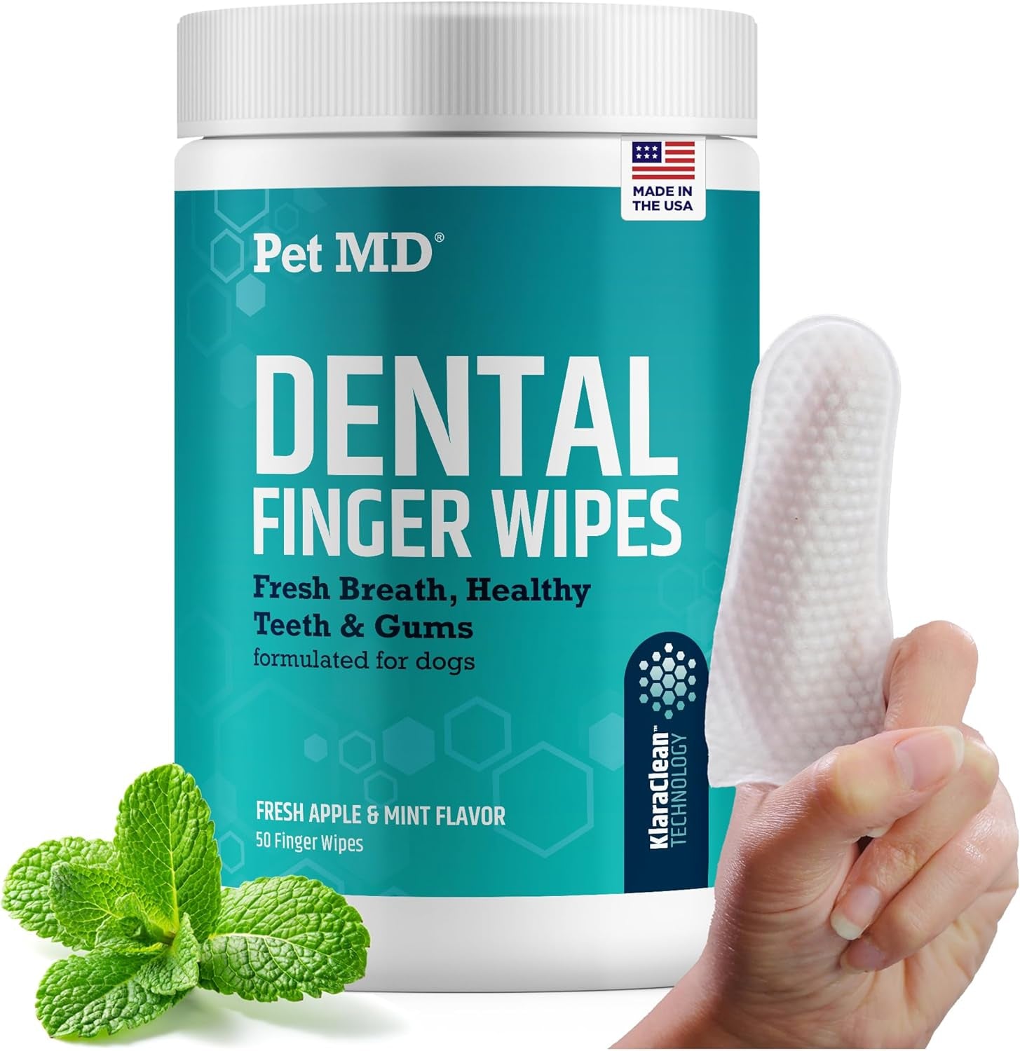 Dental Wipes for Dogs Teeth - Fresh Apple & Mint Flavor - 100Ct | Dog Teeth Cleaning Wipes to Remove Plaque and Tartar - Promotes Healthy Gums & Fresh Breath for Overall Oral Hygiene