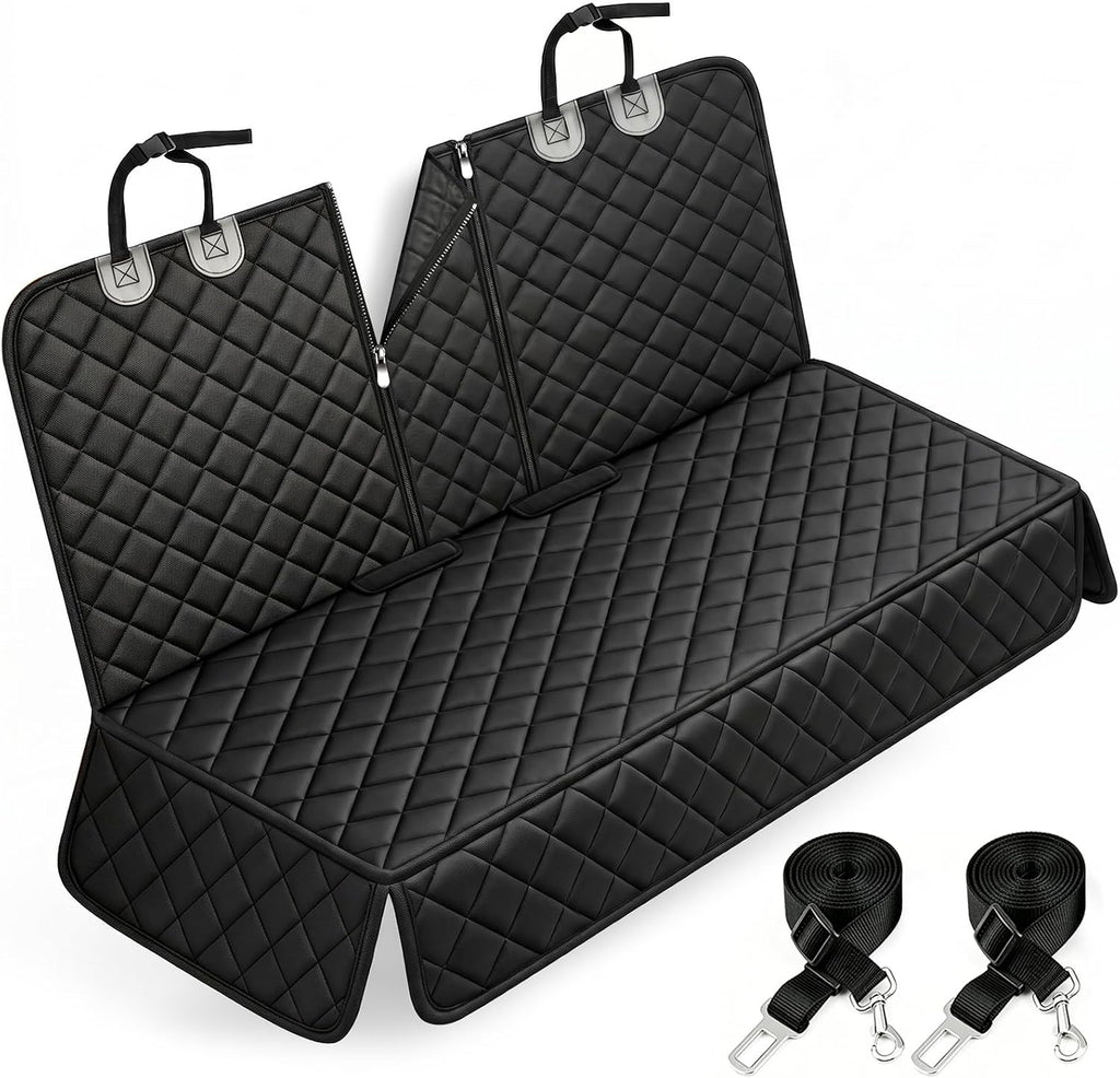 Dog Car Seat Cover, Back Seat Cover for Dogs Pet Car Seat Protector Waterproof Rear Seat Cover Durable Car Seat Cover, Fits Middle Armrest for Most Cars Suvs Trucks (53” Width)- Black