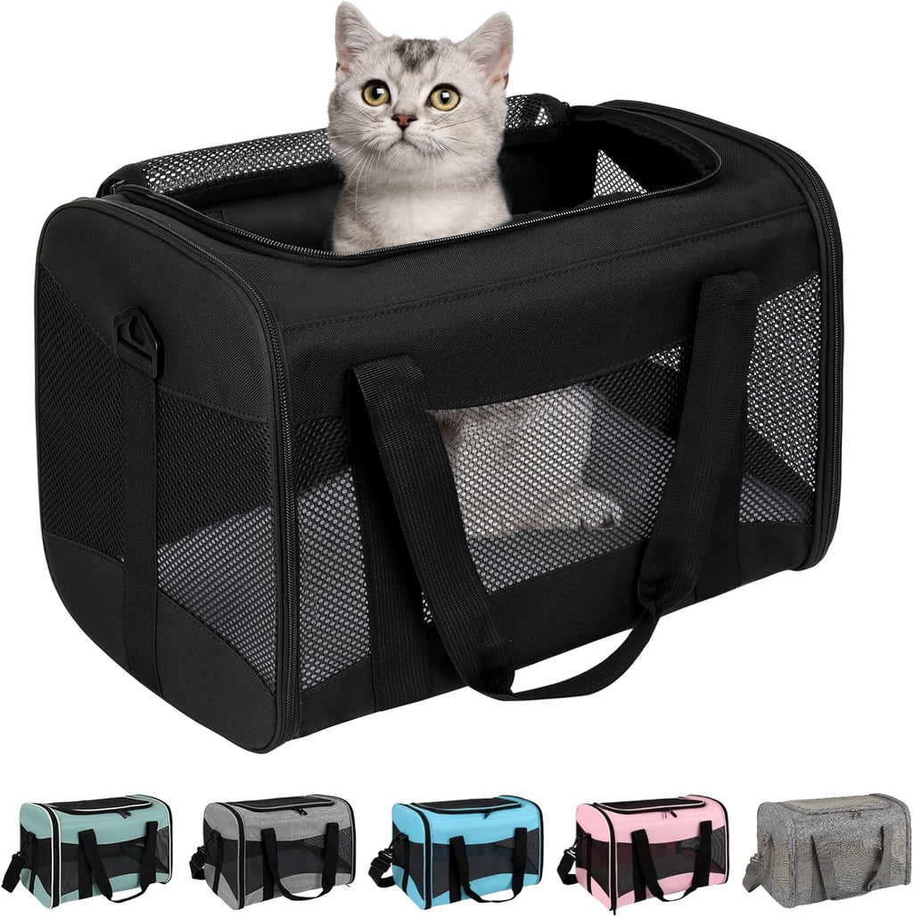 Cat Dog Carriers Soft-Sided Pet Carrier Large Cats for Medium Big Cat Small Dog Puppy up to 16Lbs TSA Airline Approved Animal Collapsible Cat Carrier Carriers Travel Carrier Cat Bag (17X11X11)