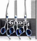 Professional 5 in 1 Dog Grooming Scissors Set with Safety round Tips, Sharp and Heavy-Duty Pet Grooming Shears for Cats